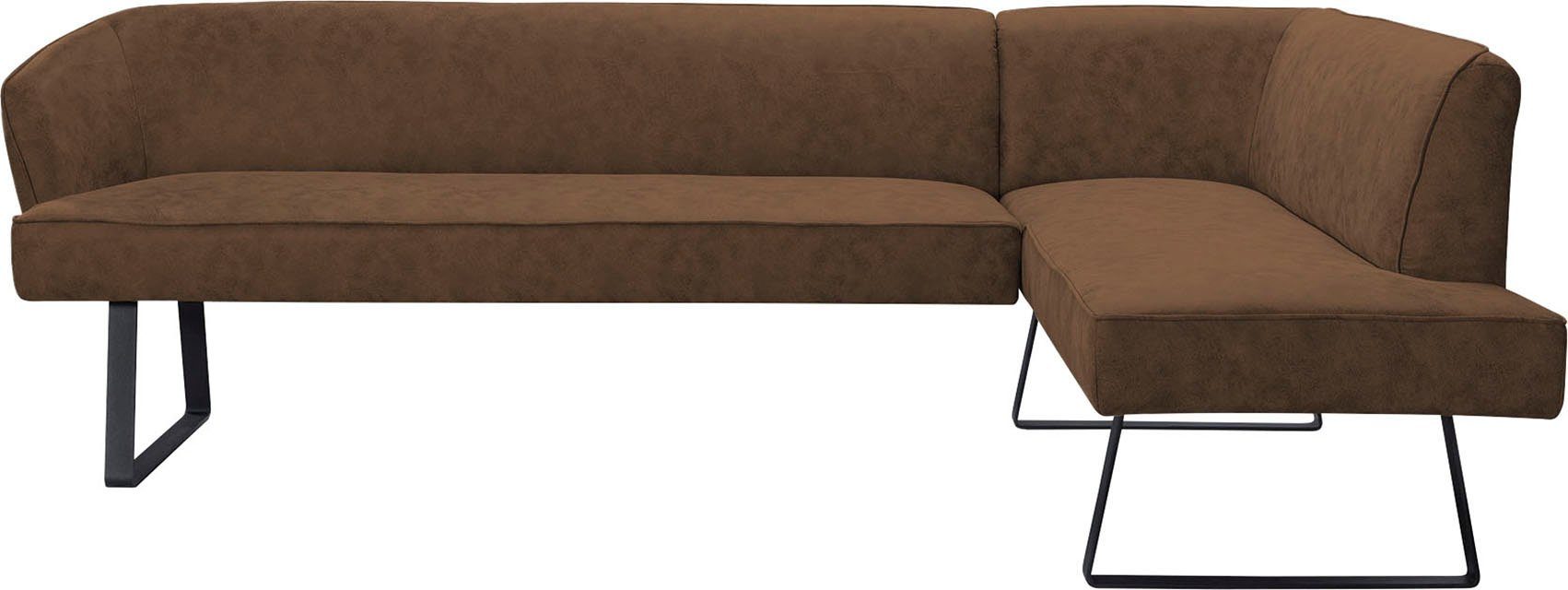 exxpo - sofa fashion Hoekbank Americano met opstaande naad en metalen poten, bekleding in verschillende kwaliteiten
