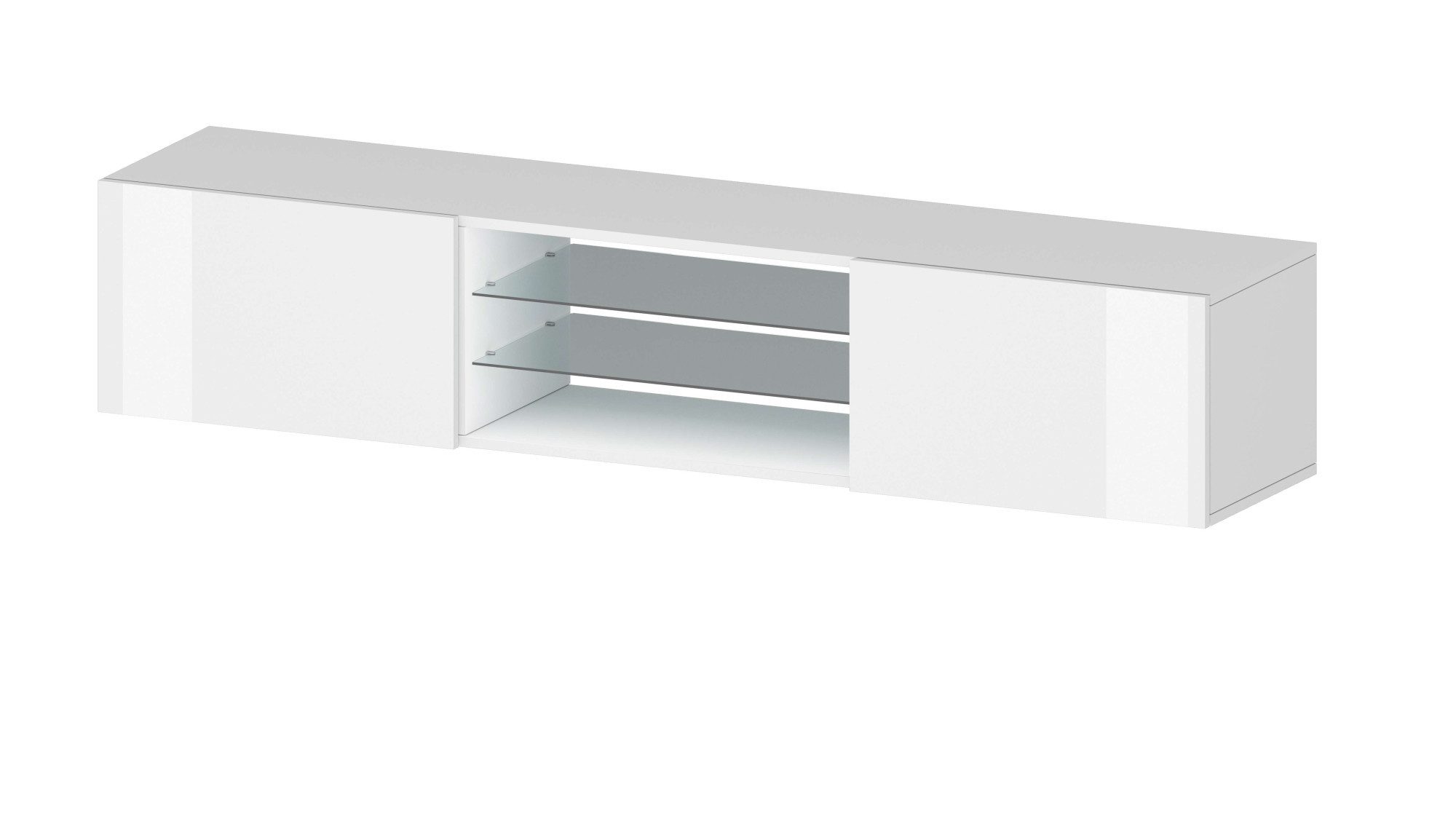 INOSIGN Tv-meubel Egypt, Lowboard, TV-ladekast, TV-meubel, TV-bank met 2 kleppen, 2 glazen planken, volledig hoogglans gelakt (b/d/h) 180x38x35 cm