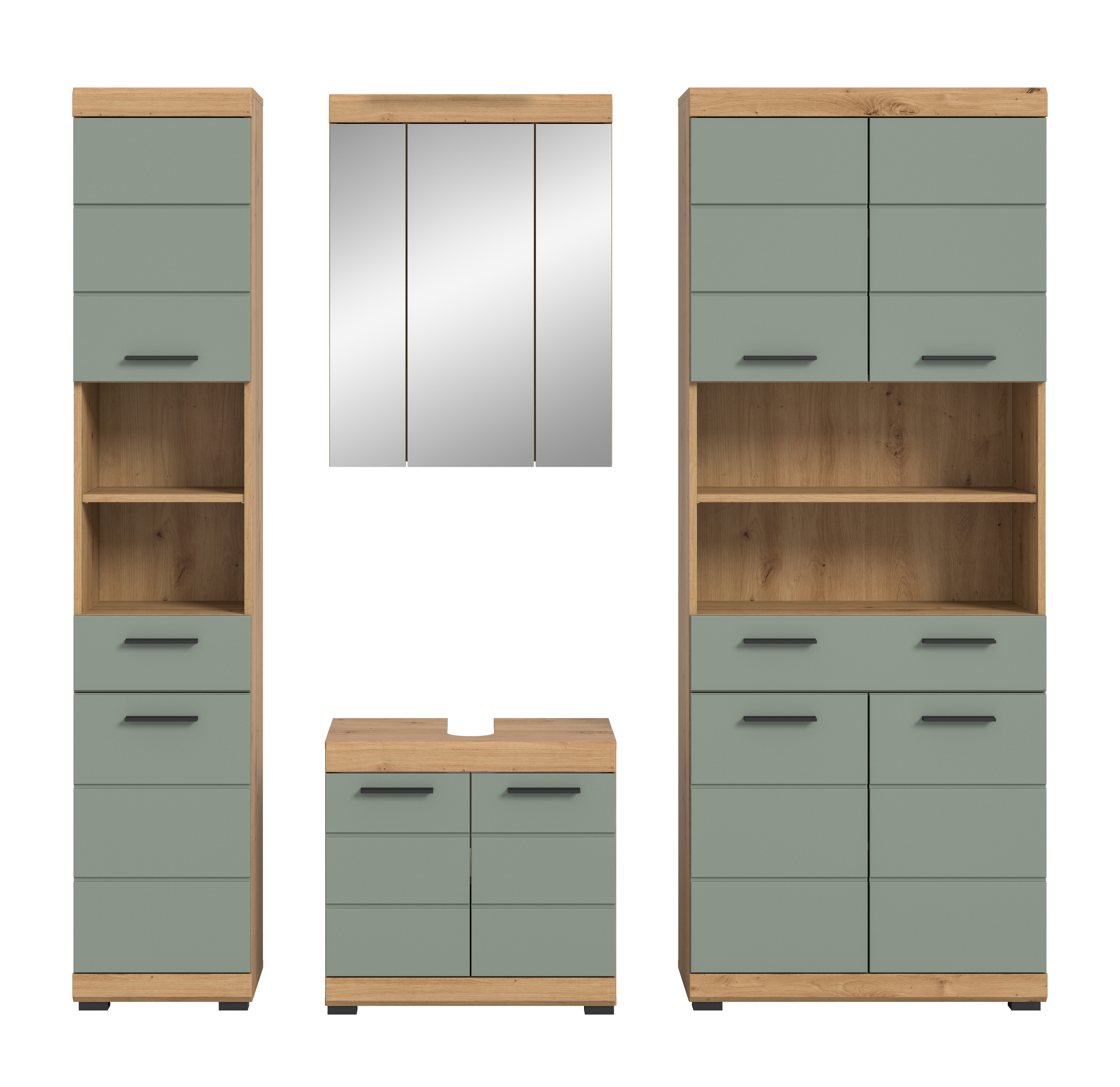 INOSIGN Badkamerserie Siena, 4-delig, bestaande uit: Smalle hoge kast, WBU, spiegelkast, brede hoge kast (set, 4-delig)