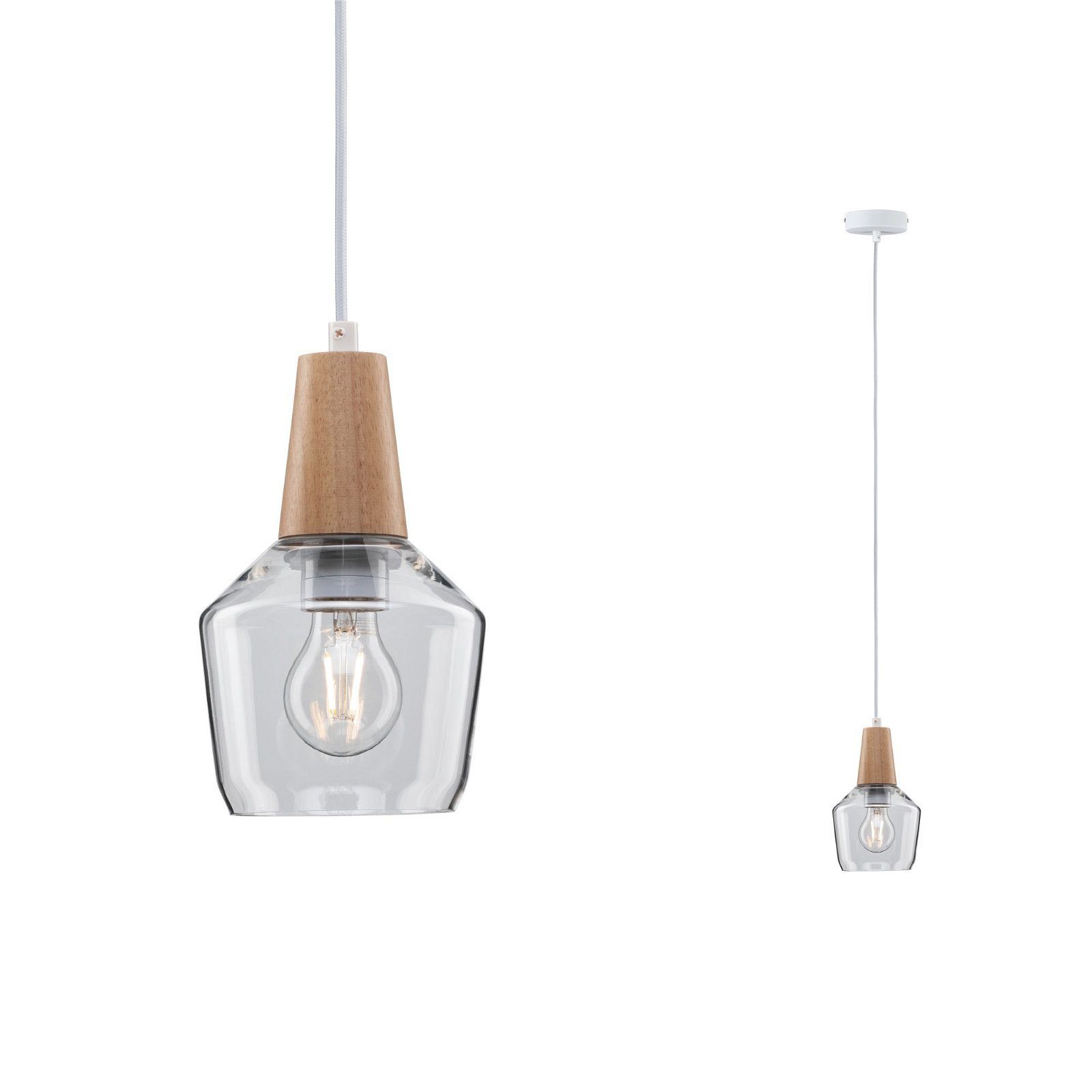 Paulmann Hanglamp Neordic Ylvie max. 1x20W Helder/Hout 230V Glas/Hout (1 stuk) hanglampen bruin