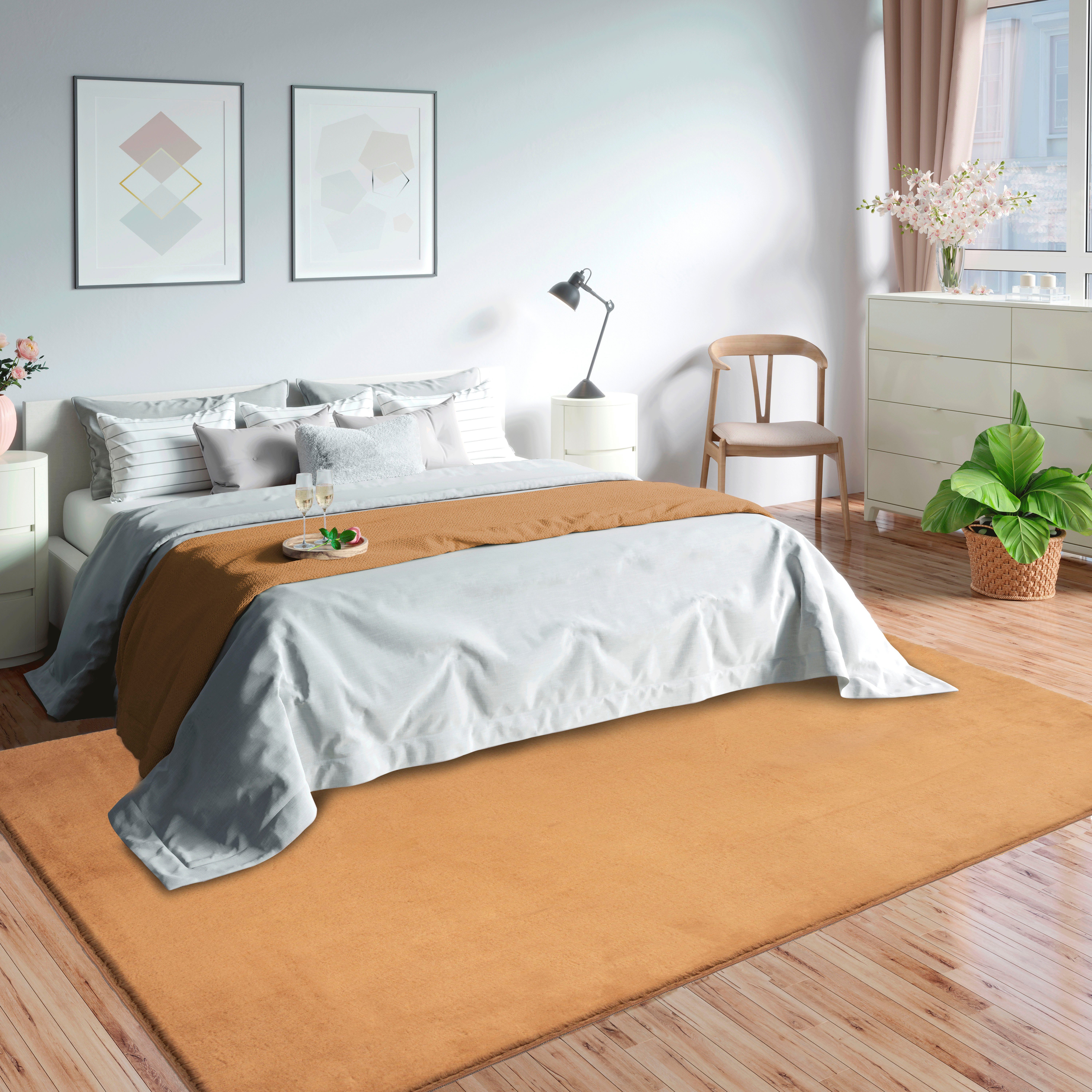 merinos Vloerkleed Loft 37, vloerkleed van imitatiebont zacht en knus, bont gevoel, anti-slip onderkant,