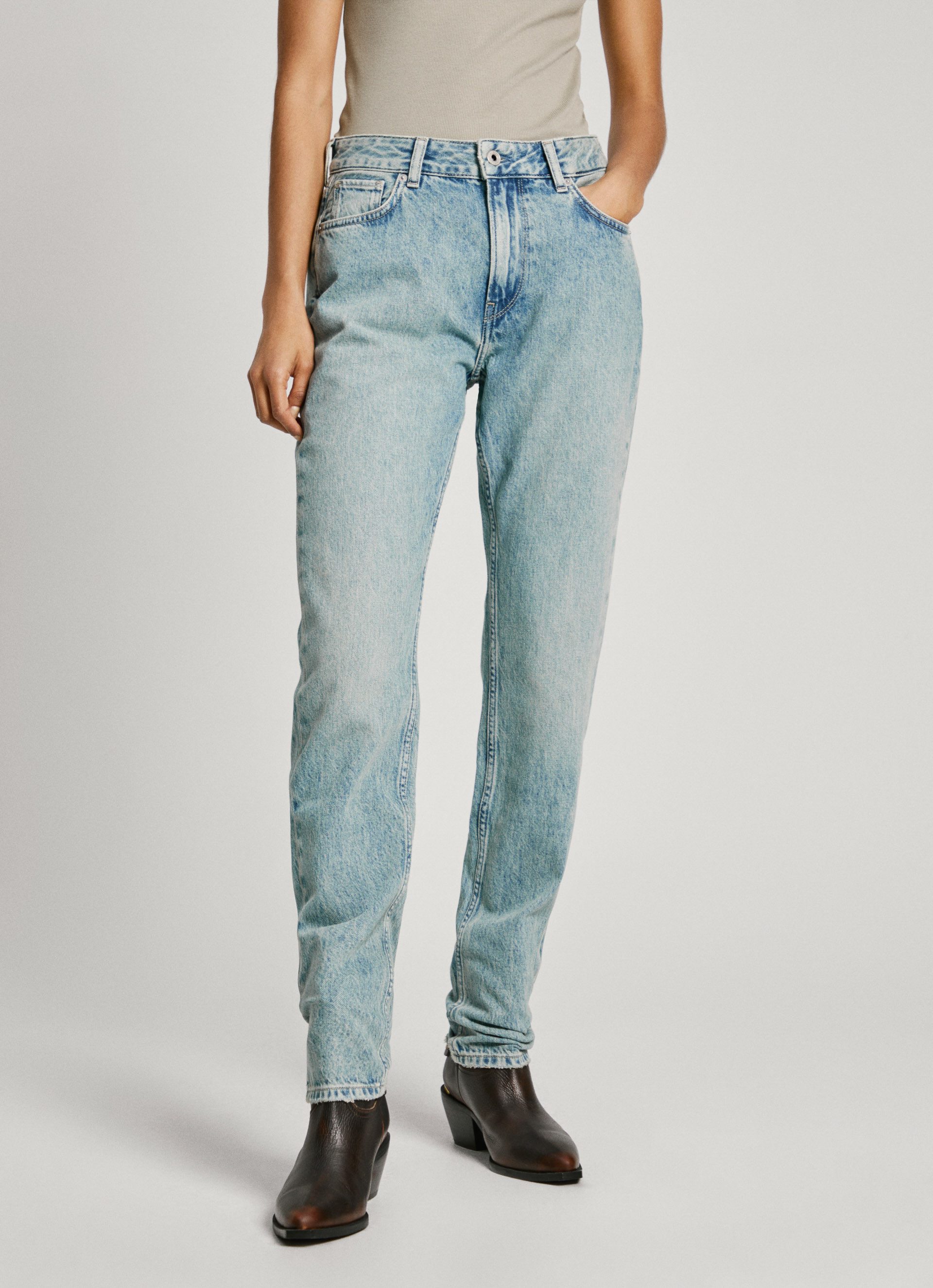 Pepe Jeans Mid Waist Straight Fit Jeans Blue Dames