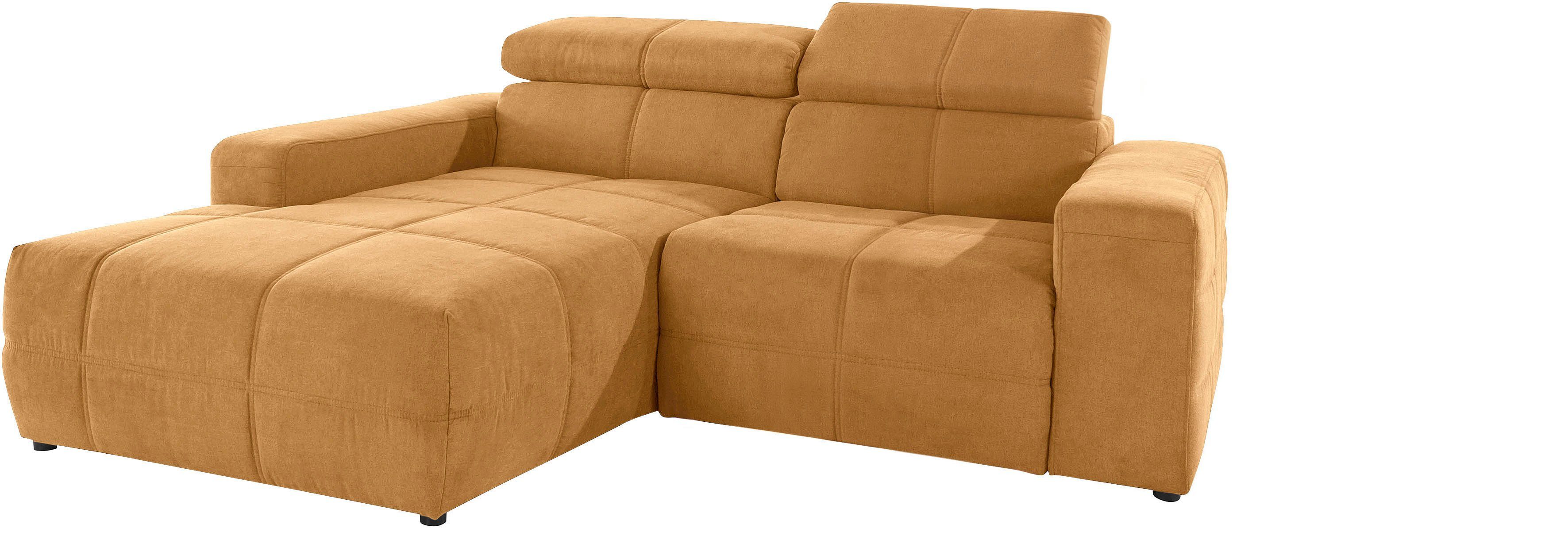 DOMO collection Hoekbank Brandon, incl. Hoofdsteunverstelling, B/D/H: 214/100/80 cm, L-Vorm