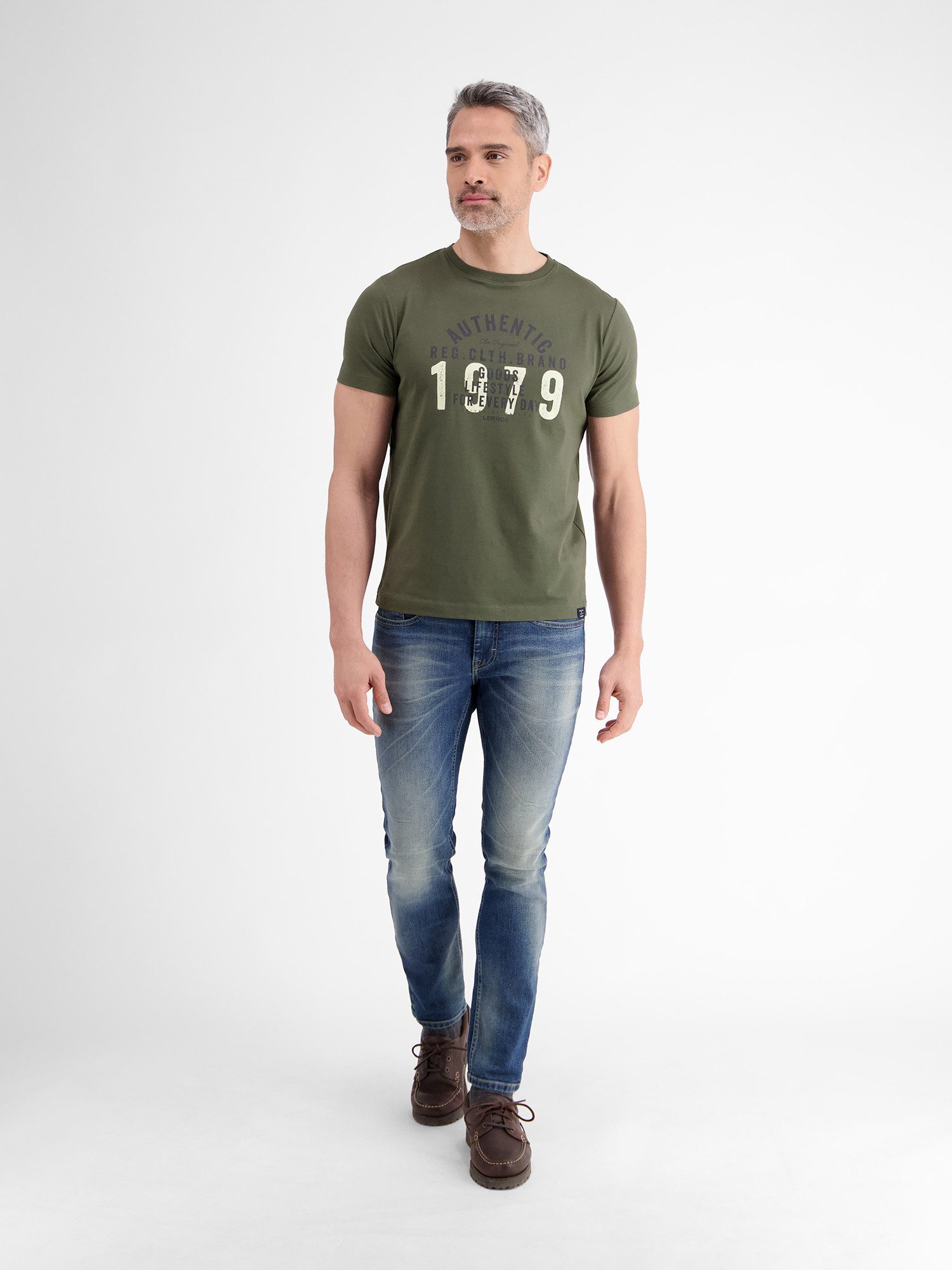Lerros T-shirt LERROS effen T-shirt met print