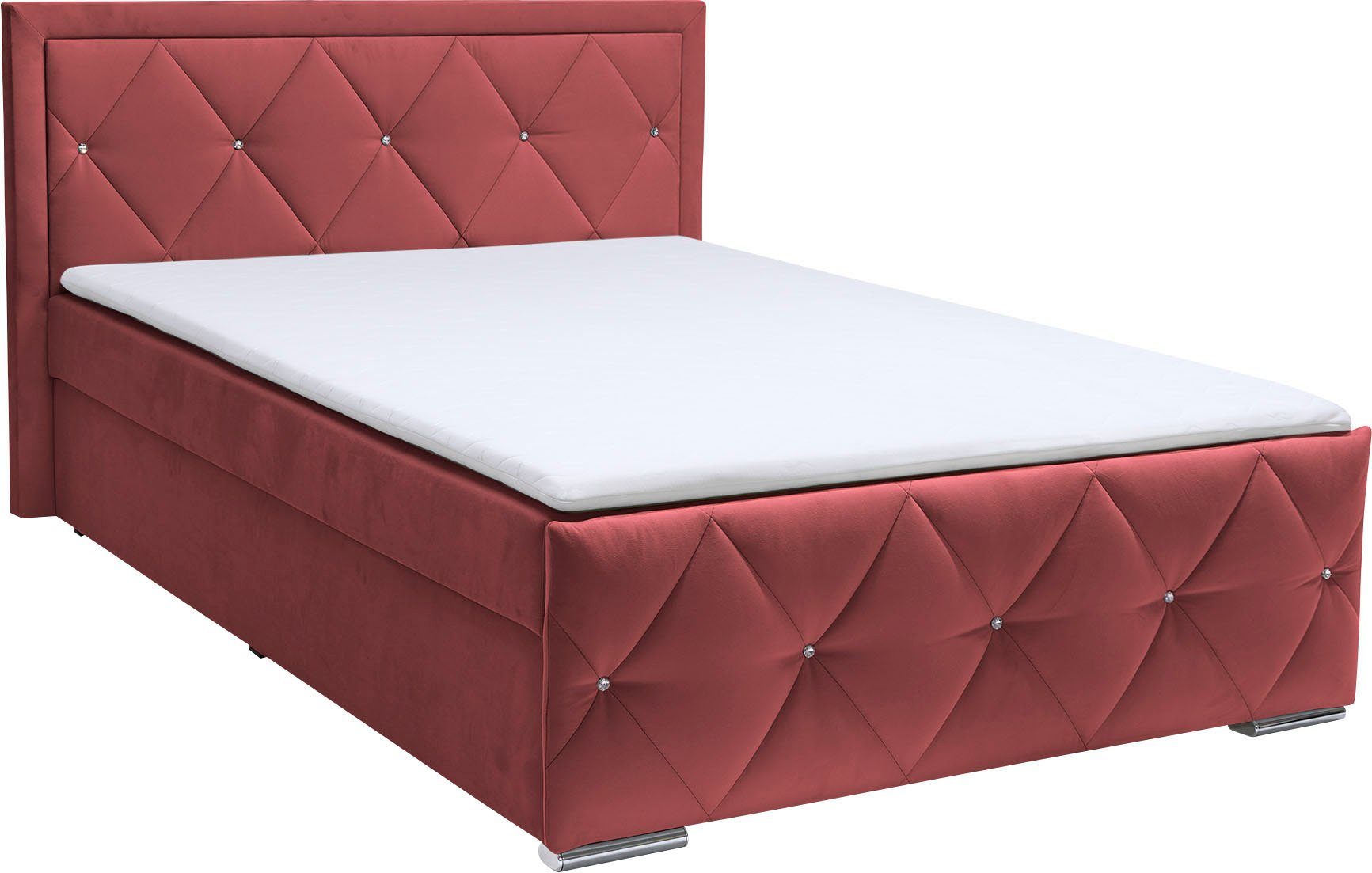 Leonique Boxspring Alfie, bestseller! Inclusief bedlade & topper Optioneel met knoopstiksels of strassstenen, H2, H3 en H4 verkrijgbaar