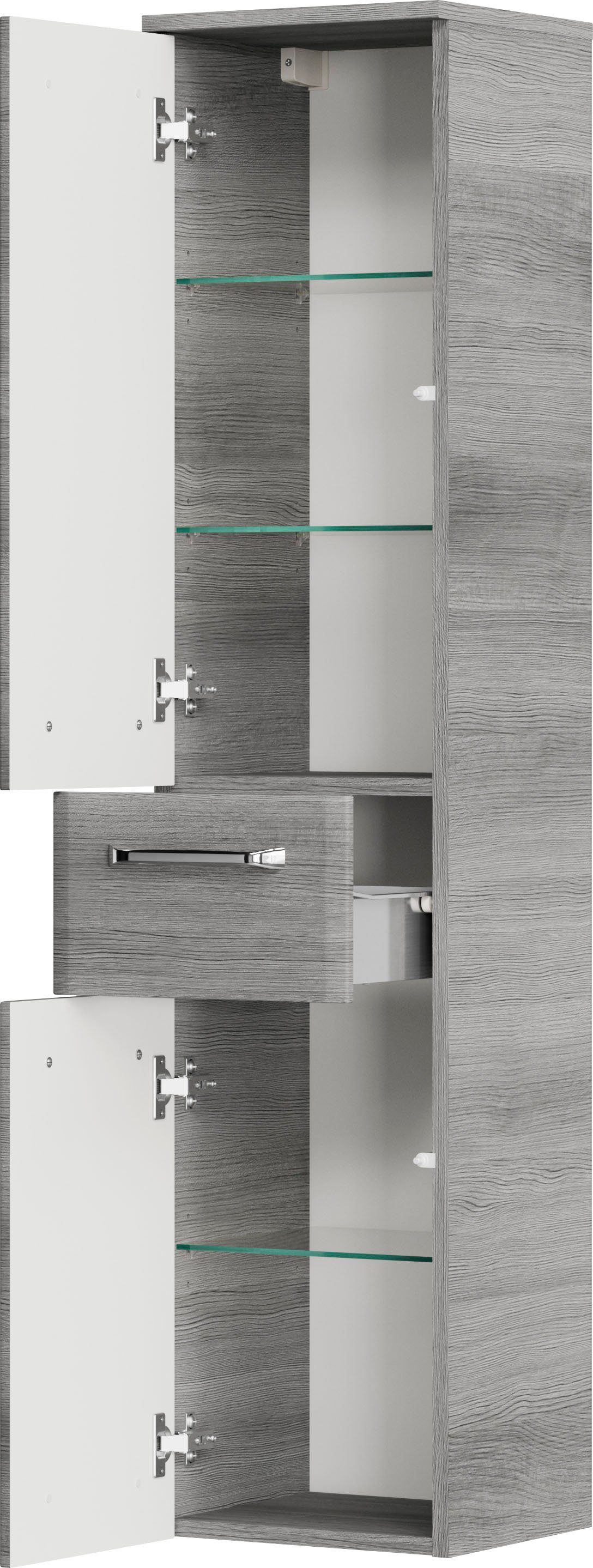 Saphir Halfhoge kast Quickset badkamermeubel 30 cm breed, 2 deuren, 1 lade, 3 planken Badkamer-halfhoge kast inclusief deurdemper, grepen in glanzend chroom