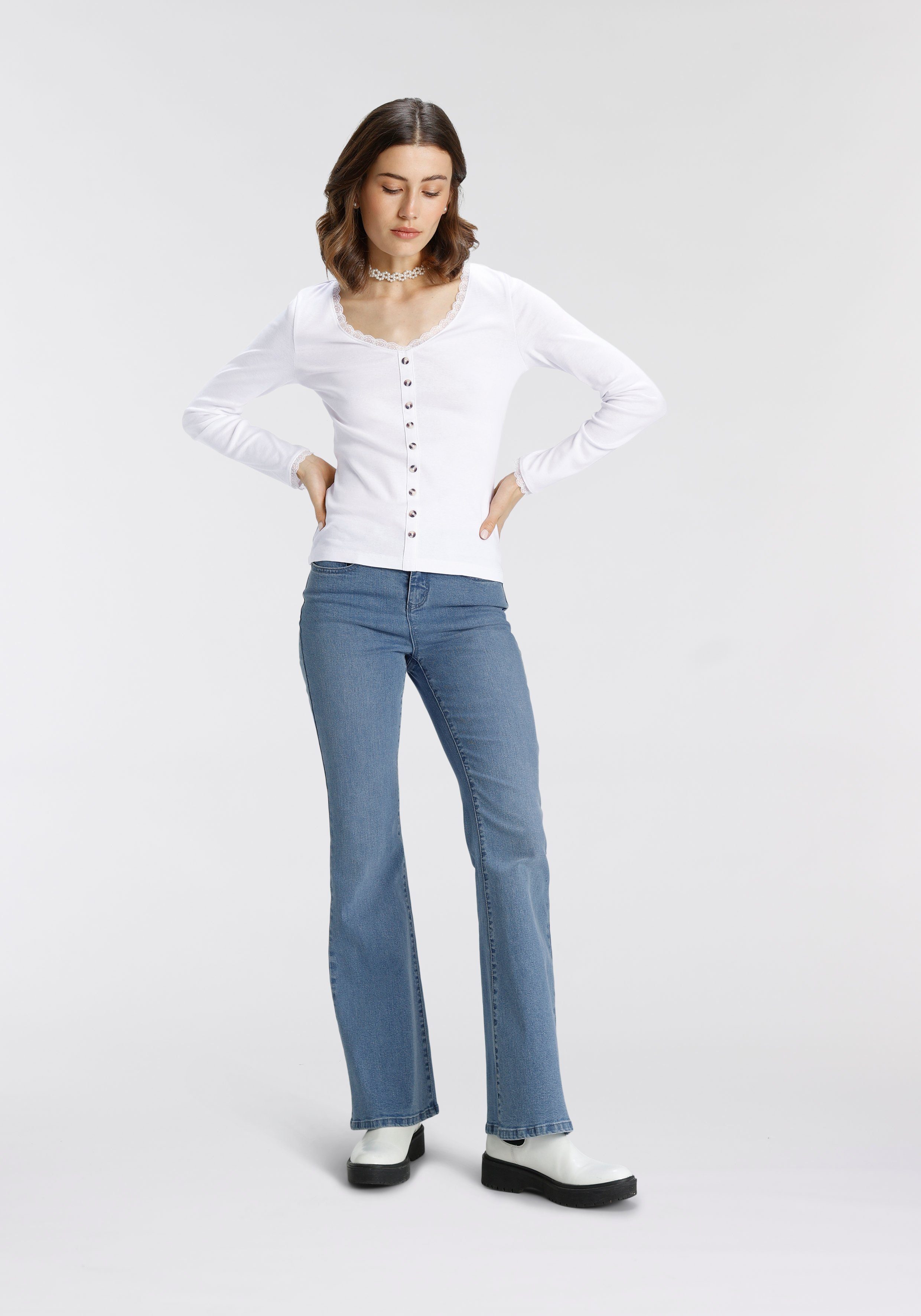 AJC High-waist jeans in flared vorm in 5-pocket-stijl