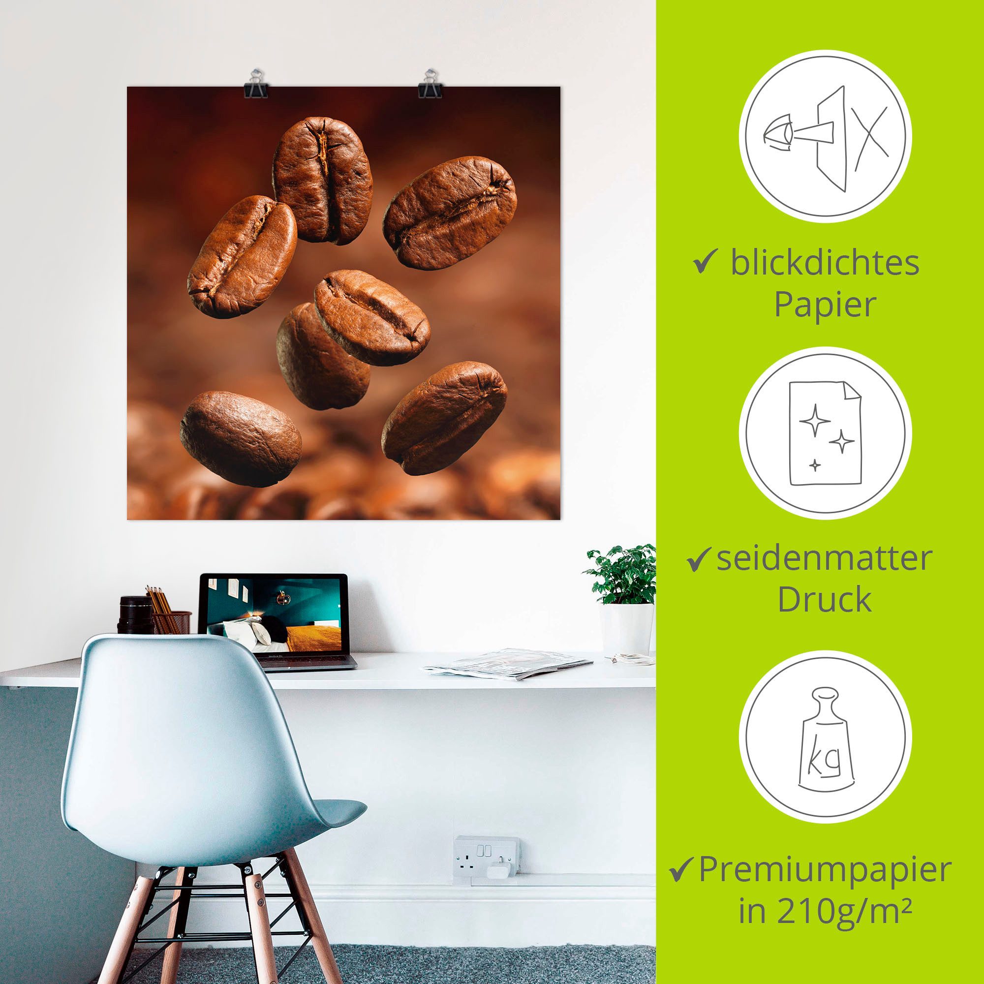Artland Artprint Close-up van koffiebonen als artprint op linnen, poster in verschillende formaten maten