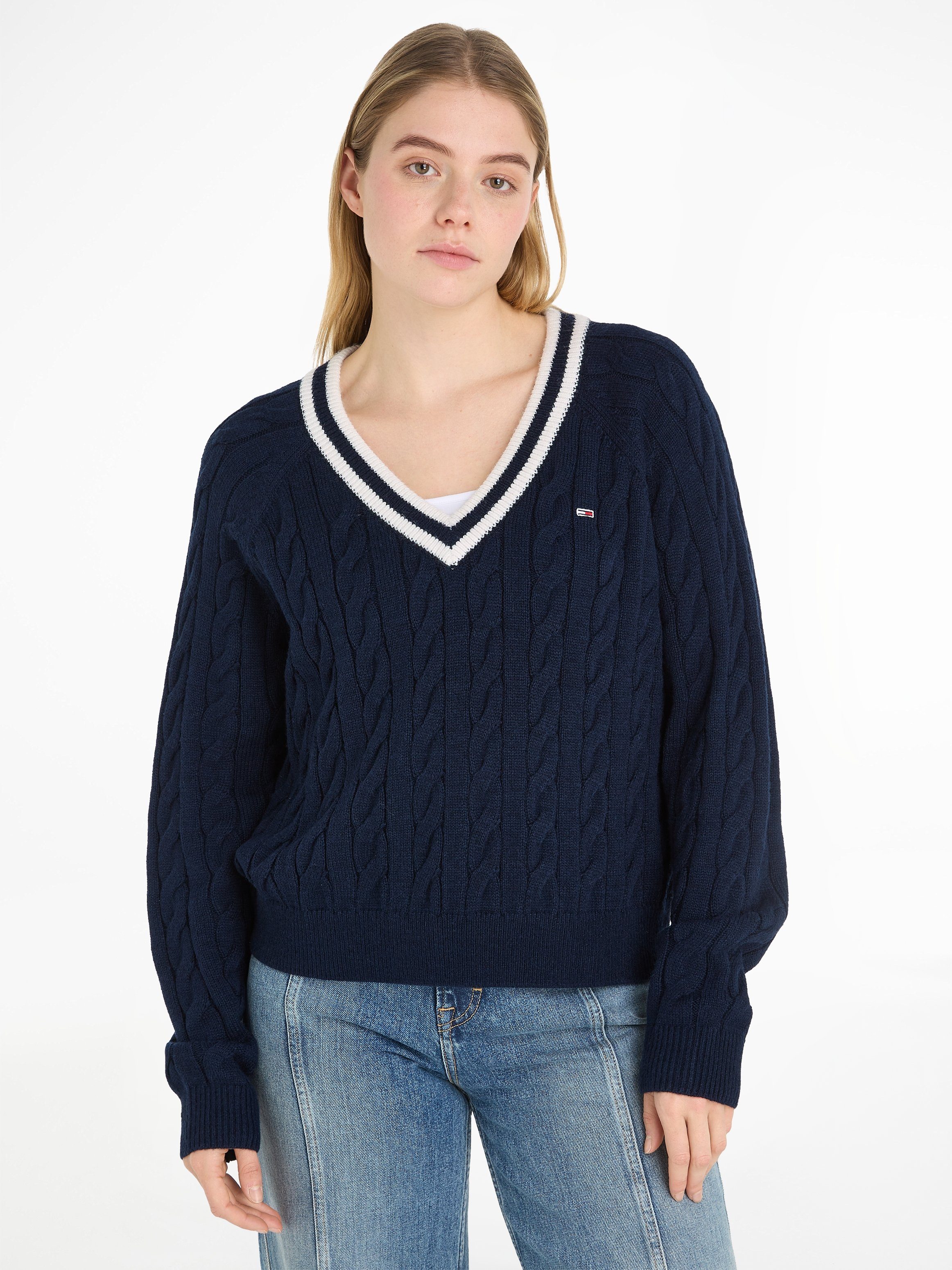 TOMMY JEANS Trui met V-hals TJW V-NECK CABLE SWEATER