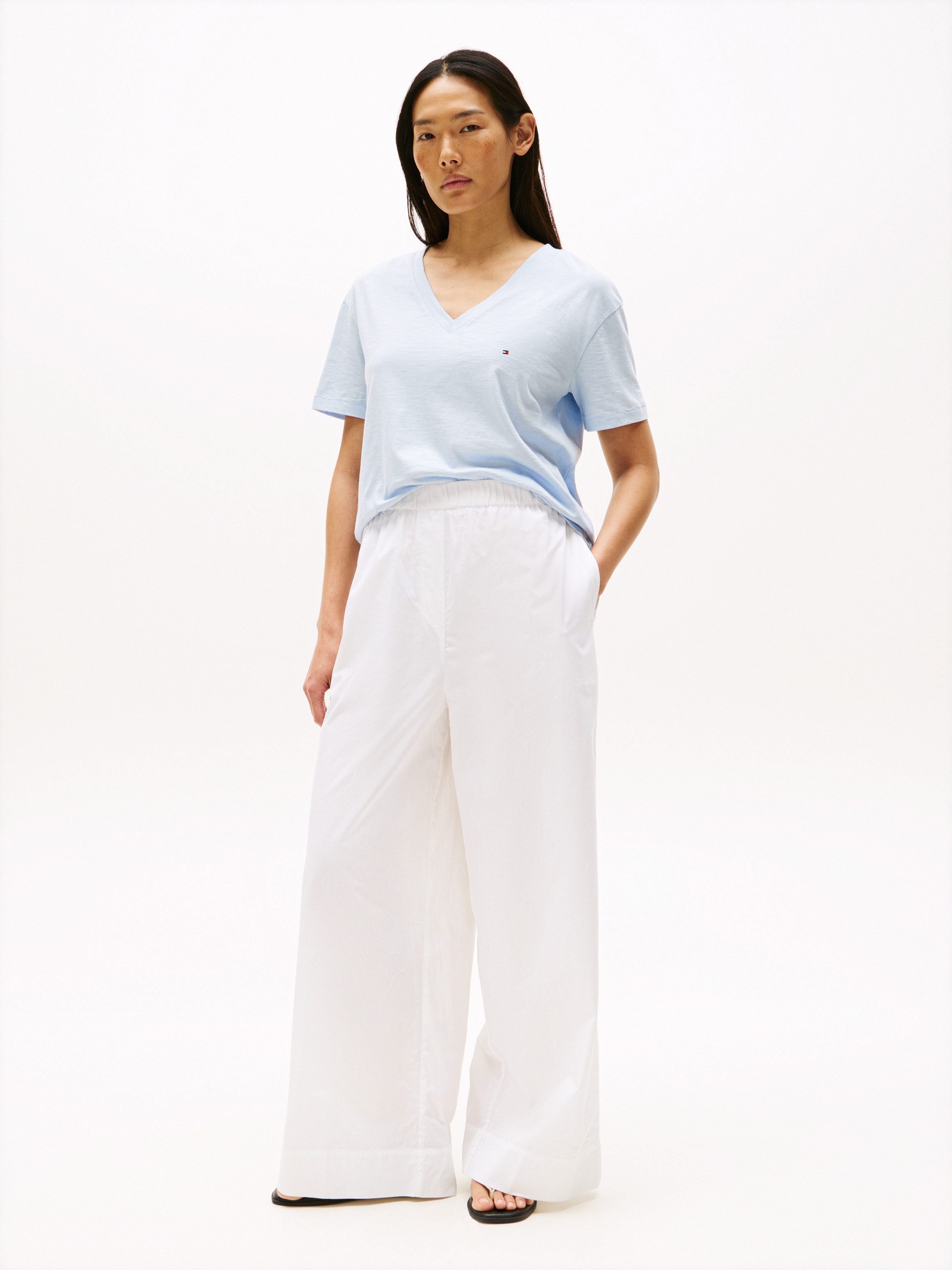 Tommy Hilfiger T-shirt SLUB CROP V-NK SS