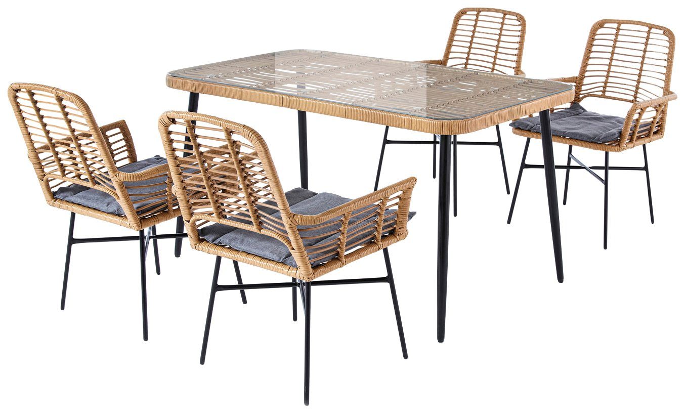 my Flair Tuin-eethoek 1 tafel, 4 stoelen (5-delig)