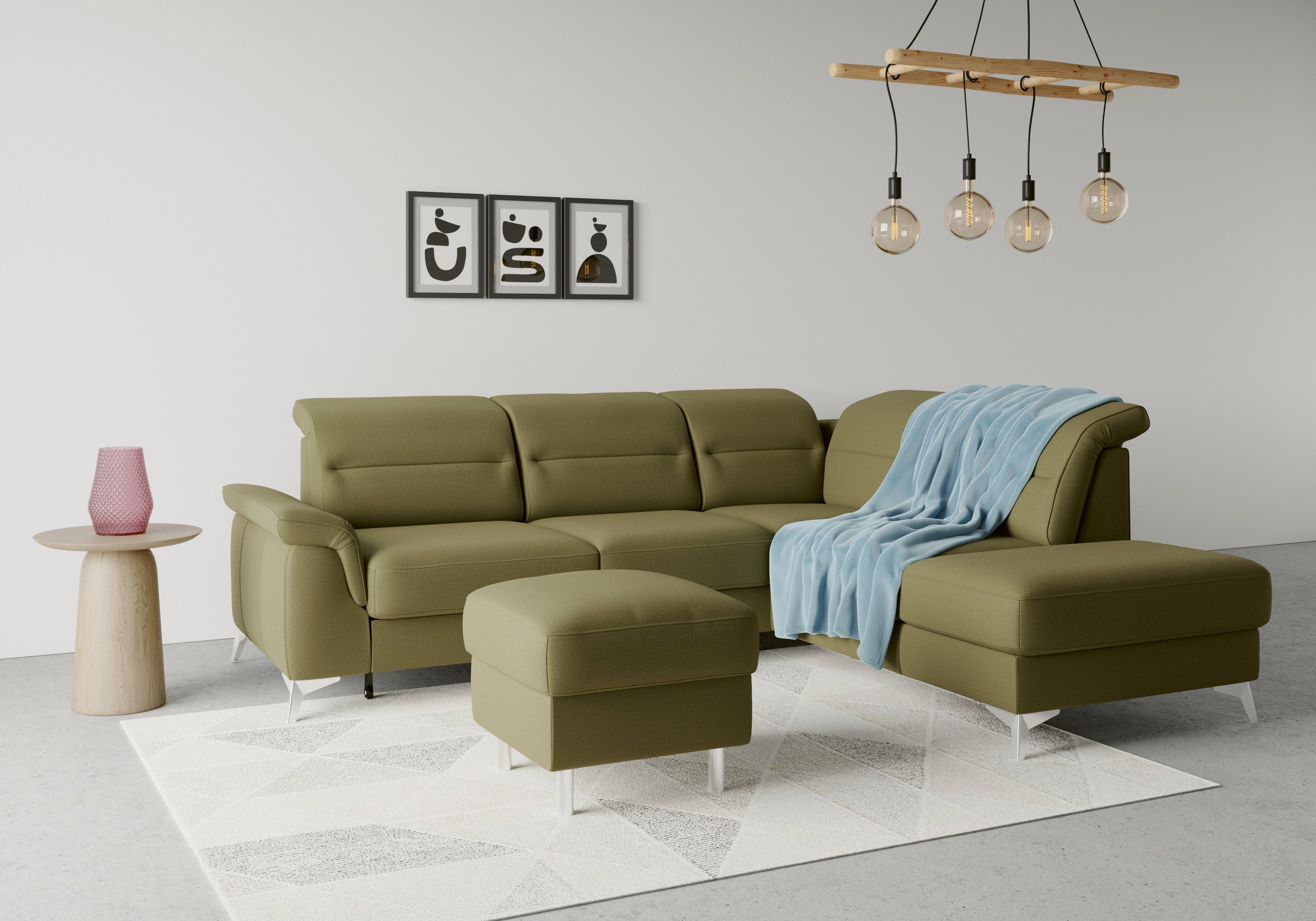 sit&more Hoekbank Sinatra L-vorm met ottomane, optioneel met verstelbare hoofdsteun en armleuning