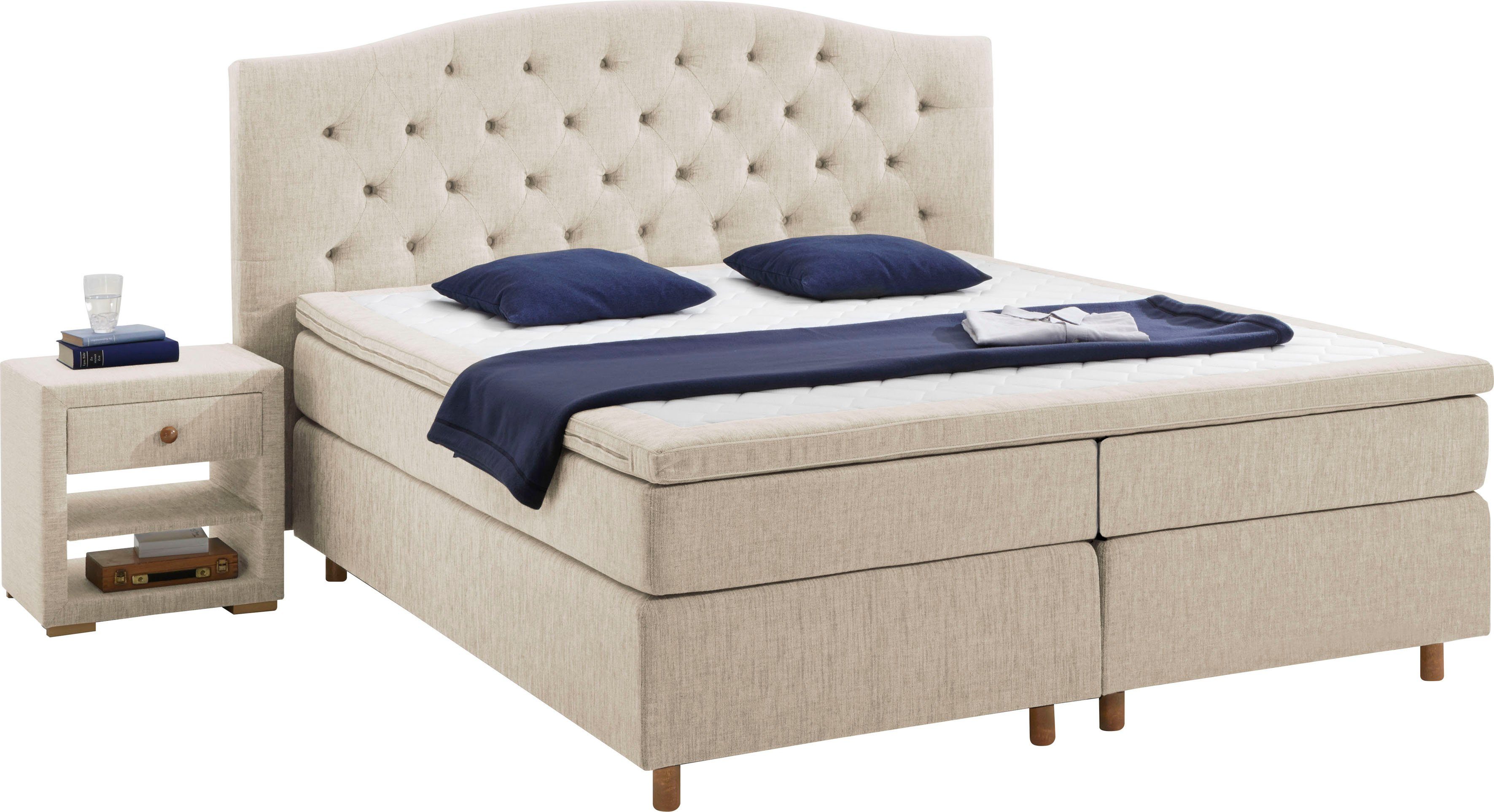 Home affaire Boxspring Claire met massieve box, incl. topmatras, verschillende hardheden