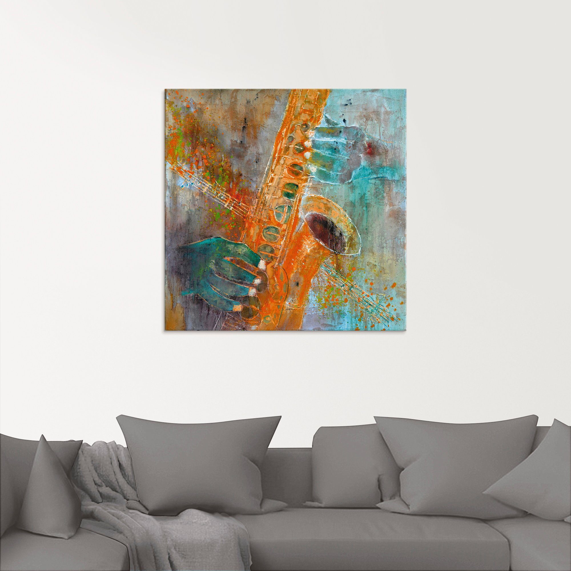 Artland Print op glas Een saxofoon in verschillende maten