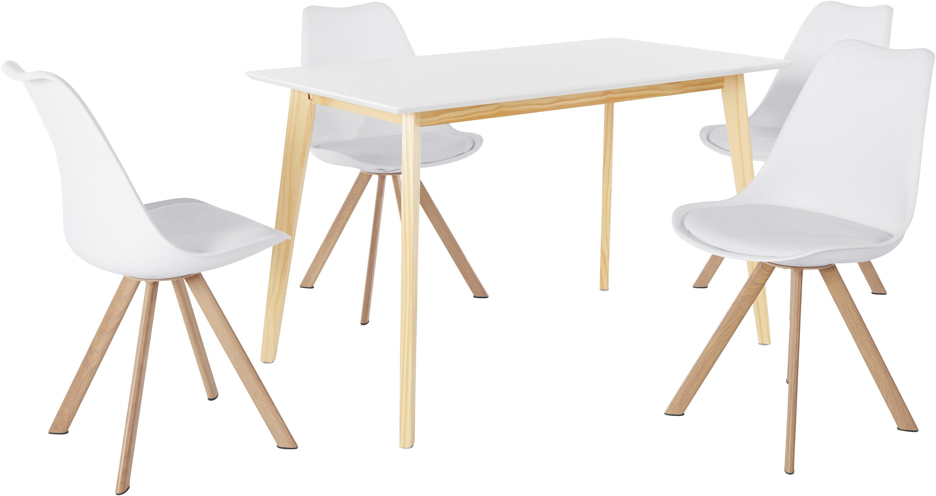 INOSIGN Eethoek LEVENT bestaand uit 4 lazio stoelen en 1 cody eettafel (set, 5-delig)