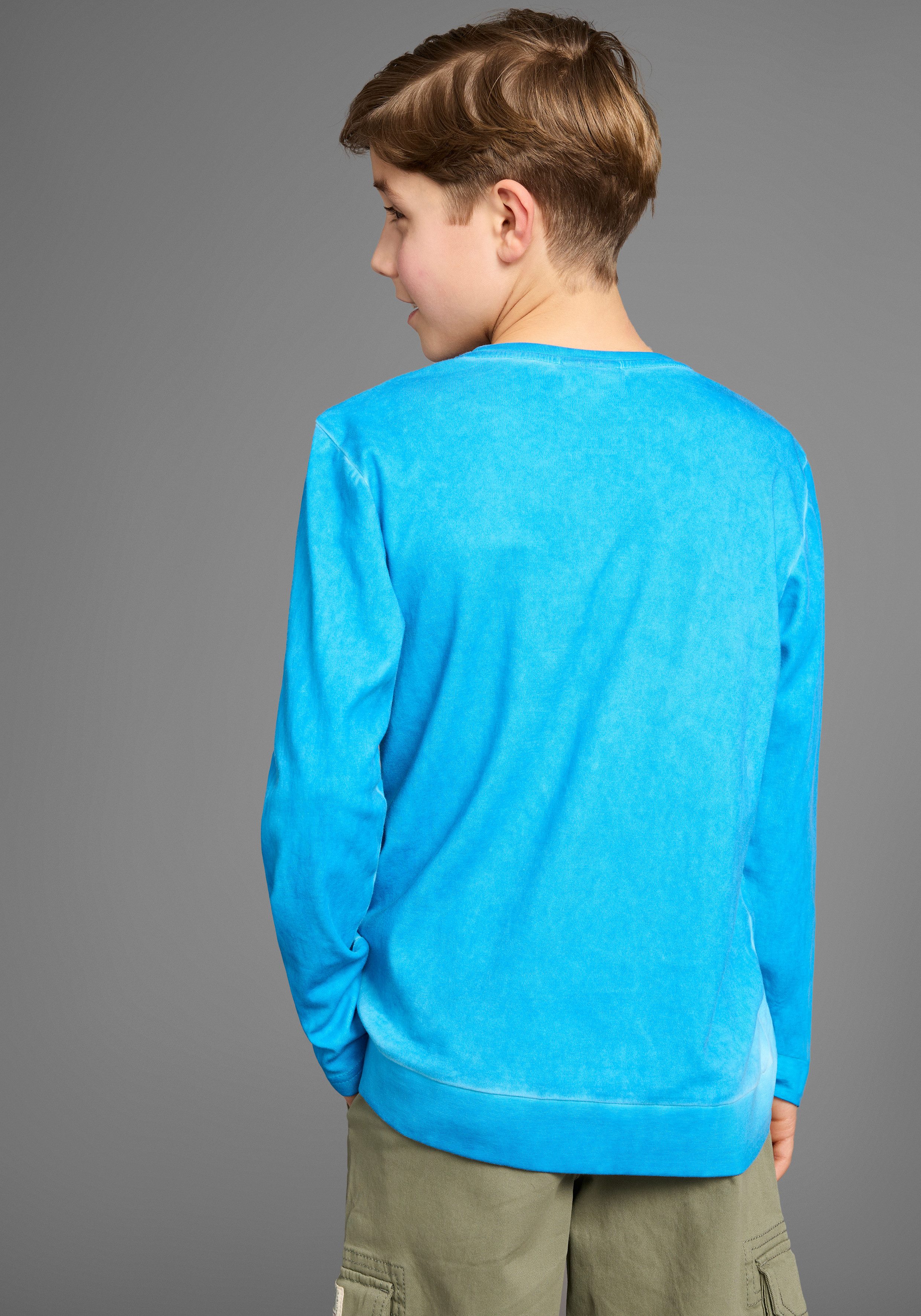 DELMAO Shirt met lange mouwen Modisch gewassen shirt