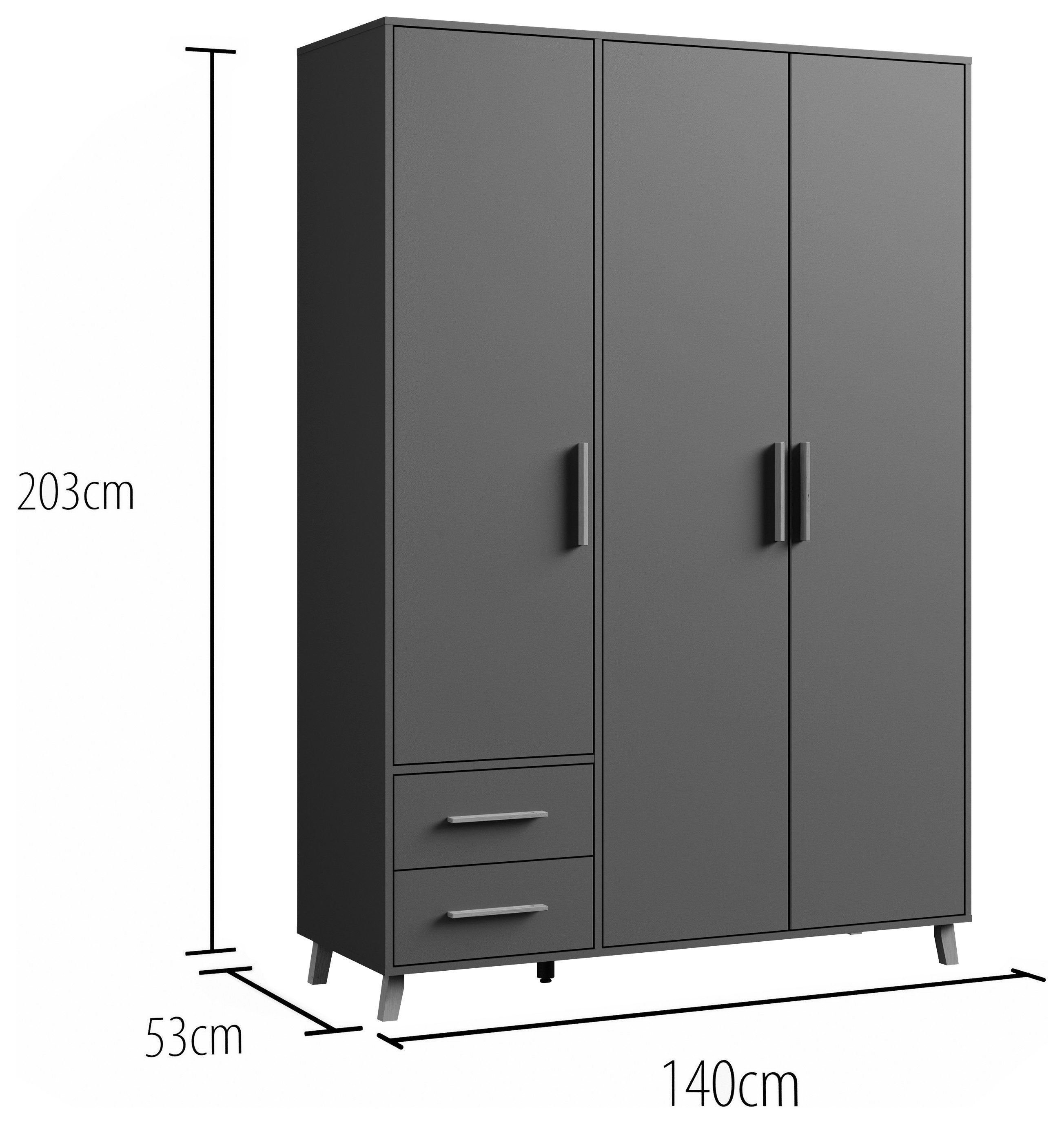 rauch Draaideurkast Kledingkast kast garderobe waskast SHINJO Grepen en voeten van massief hout met 2 lades MADE IN GERMANY
