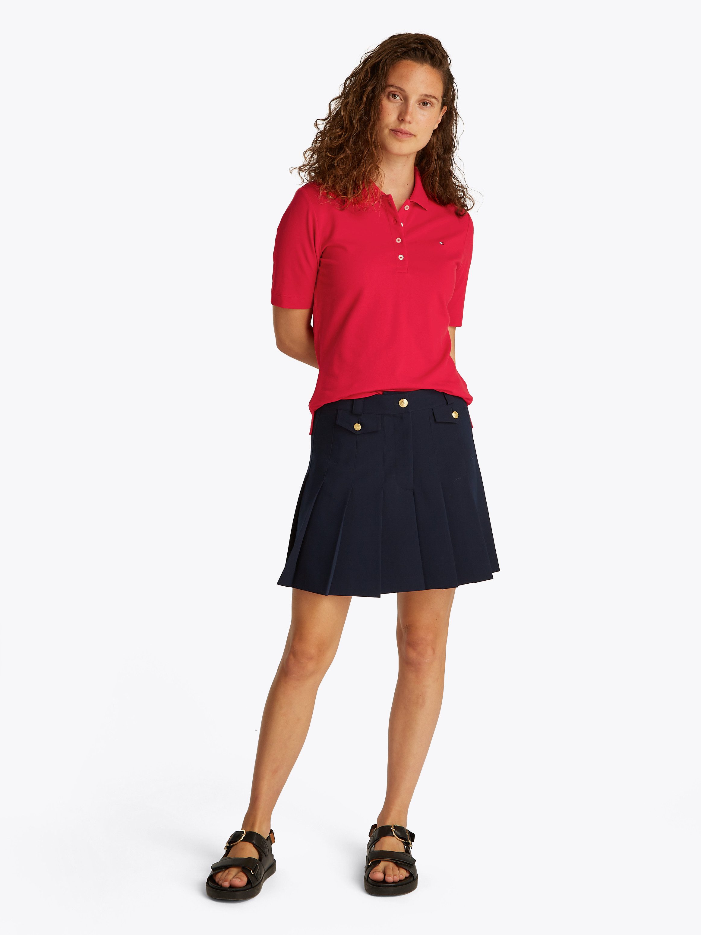 Tommy Hilfiger Poloshirt 1985 Regular Fit Pique Premium Polo met logo-borduursel, met zijsplitten