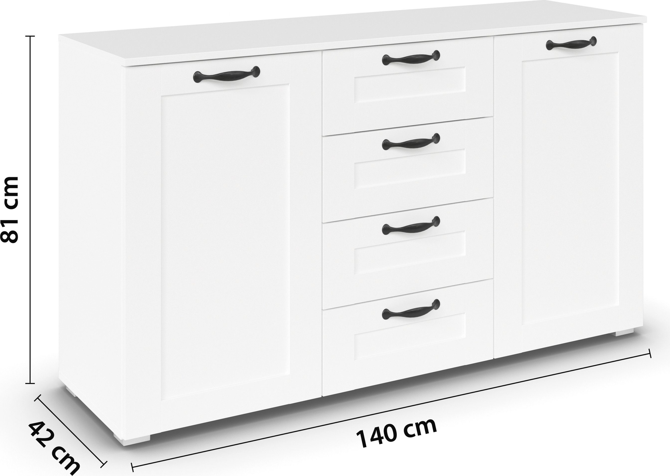 rauch Kast met laden en deuren Cottage by Aditio in scandinavische landelijke stijl, 4 laden met soft-closefunctie