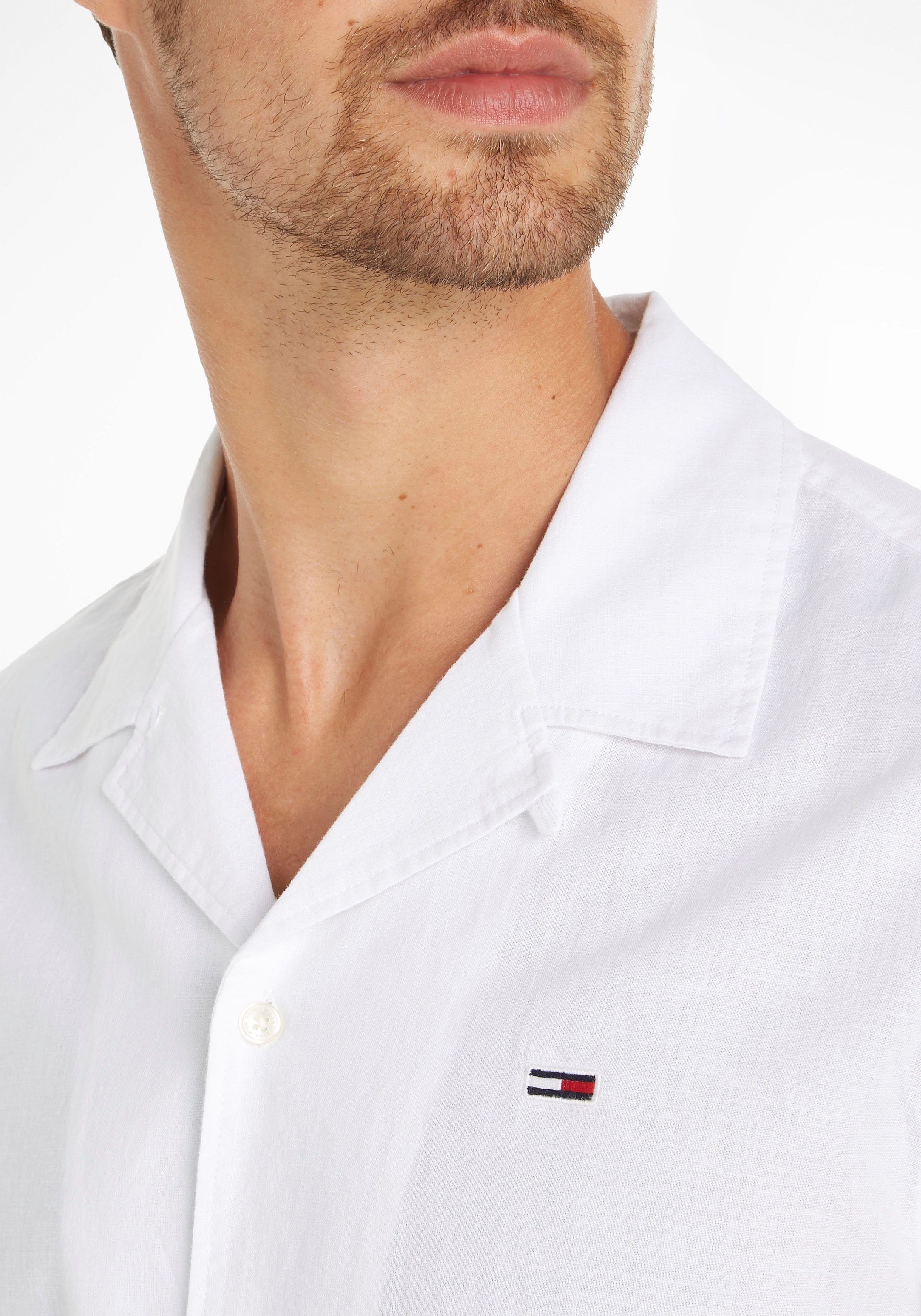 TOMMY JEANS Overhemd met korte mouwen TJM LINEN BLEND CAMP SHIRT EXT