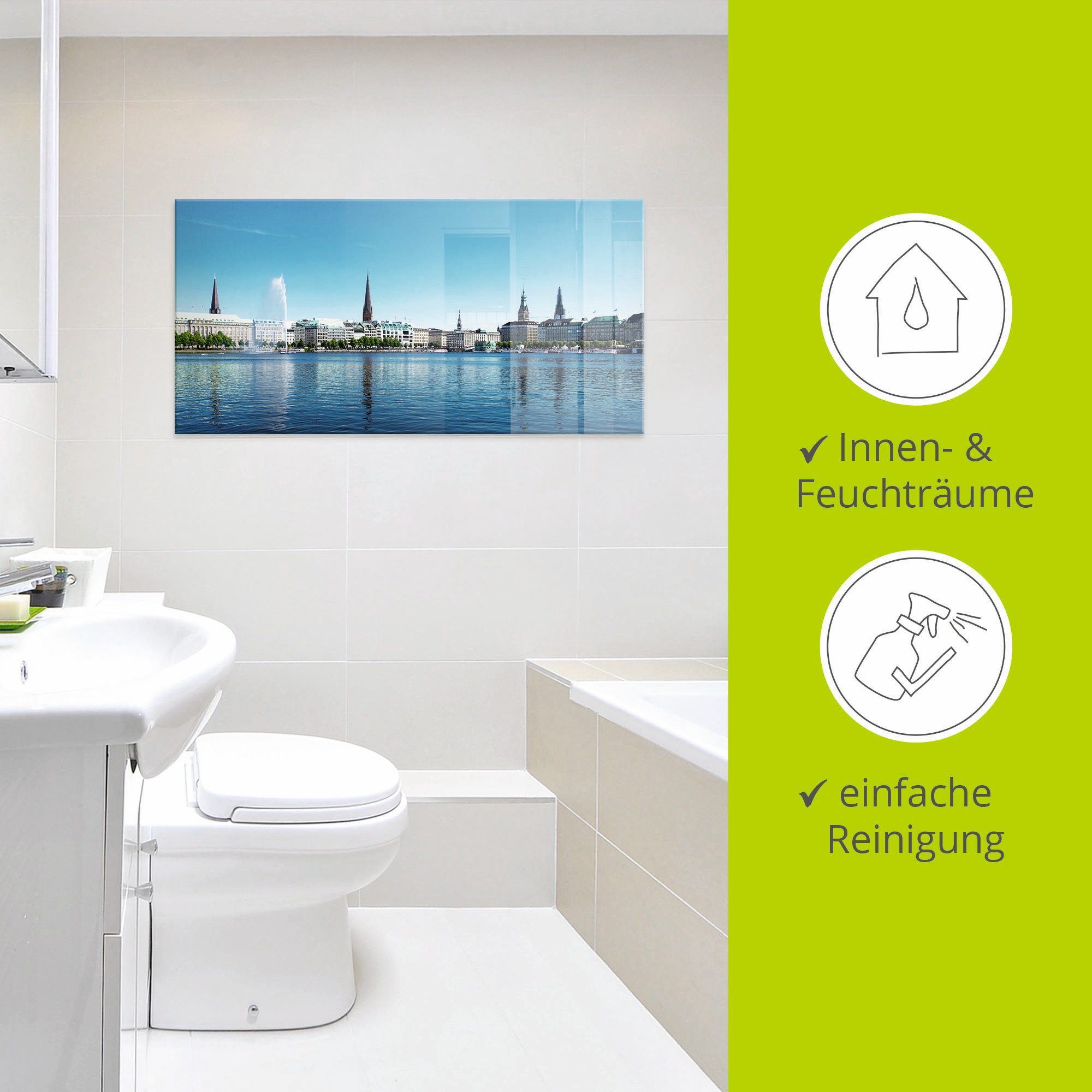 Artland Print op glas Hamburg Alsterpanorama