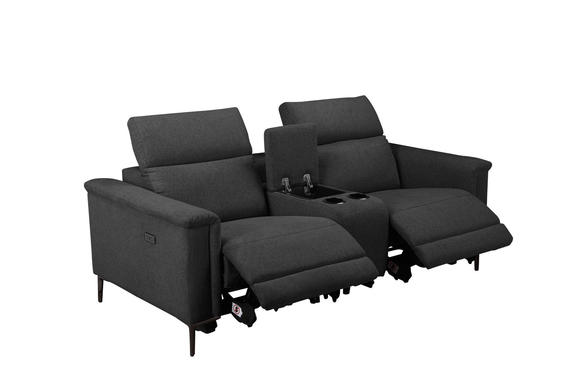 Places of Style 2-zitsbank Lund, 2-zits bioscoopbank, tv-fauteuil, multimedia-sofa, USB-A met elektrische of handmatige relaxfunctie, bekerhouder en opbergruimte