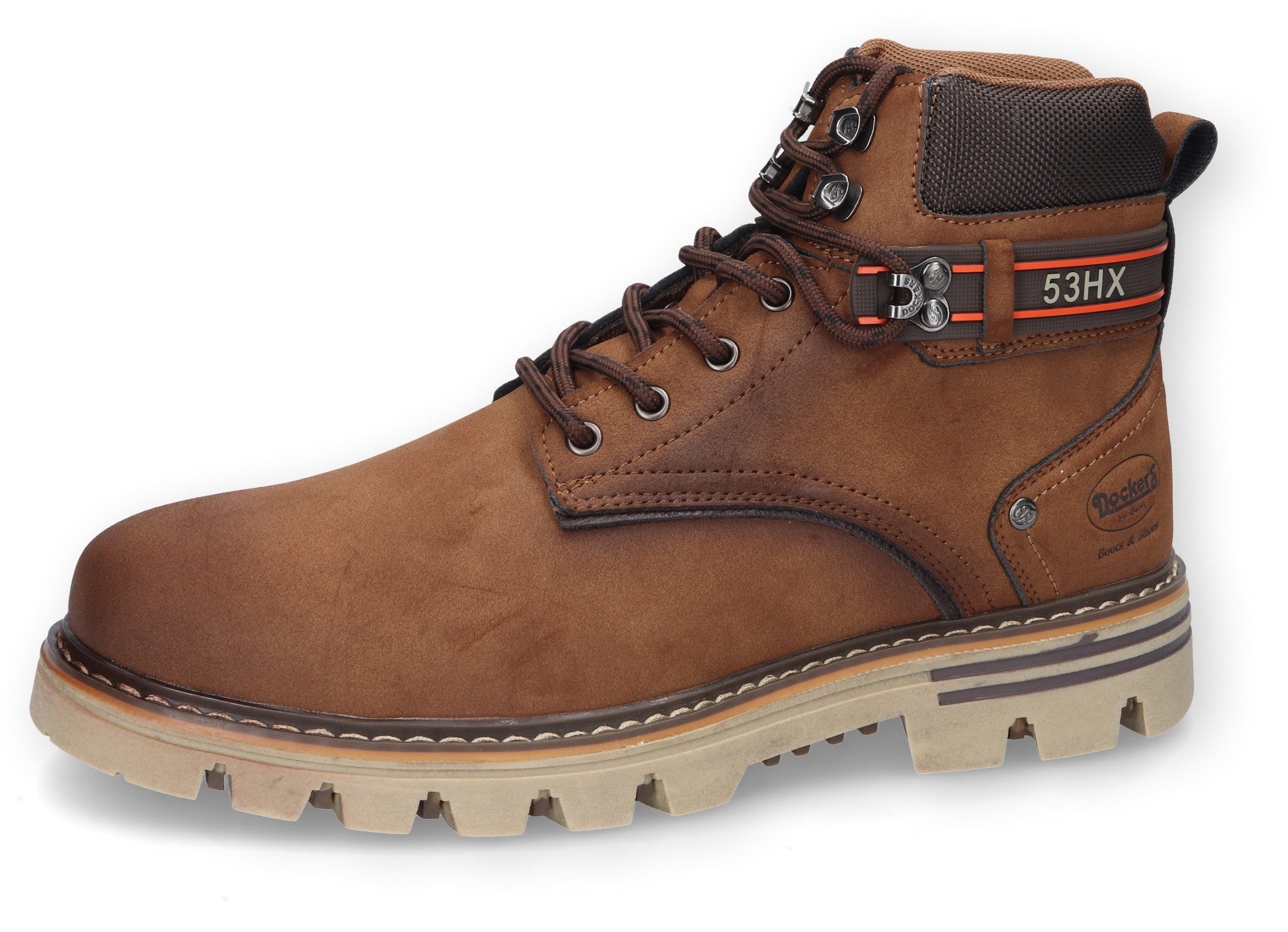 Dockers by Gerli Veterschoenen worker boots, laarzen met comfortabele schachtafsluiting van textiel heren veterschoenen maat 45 EU bruin
