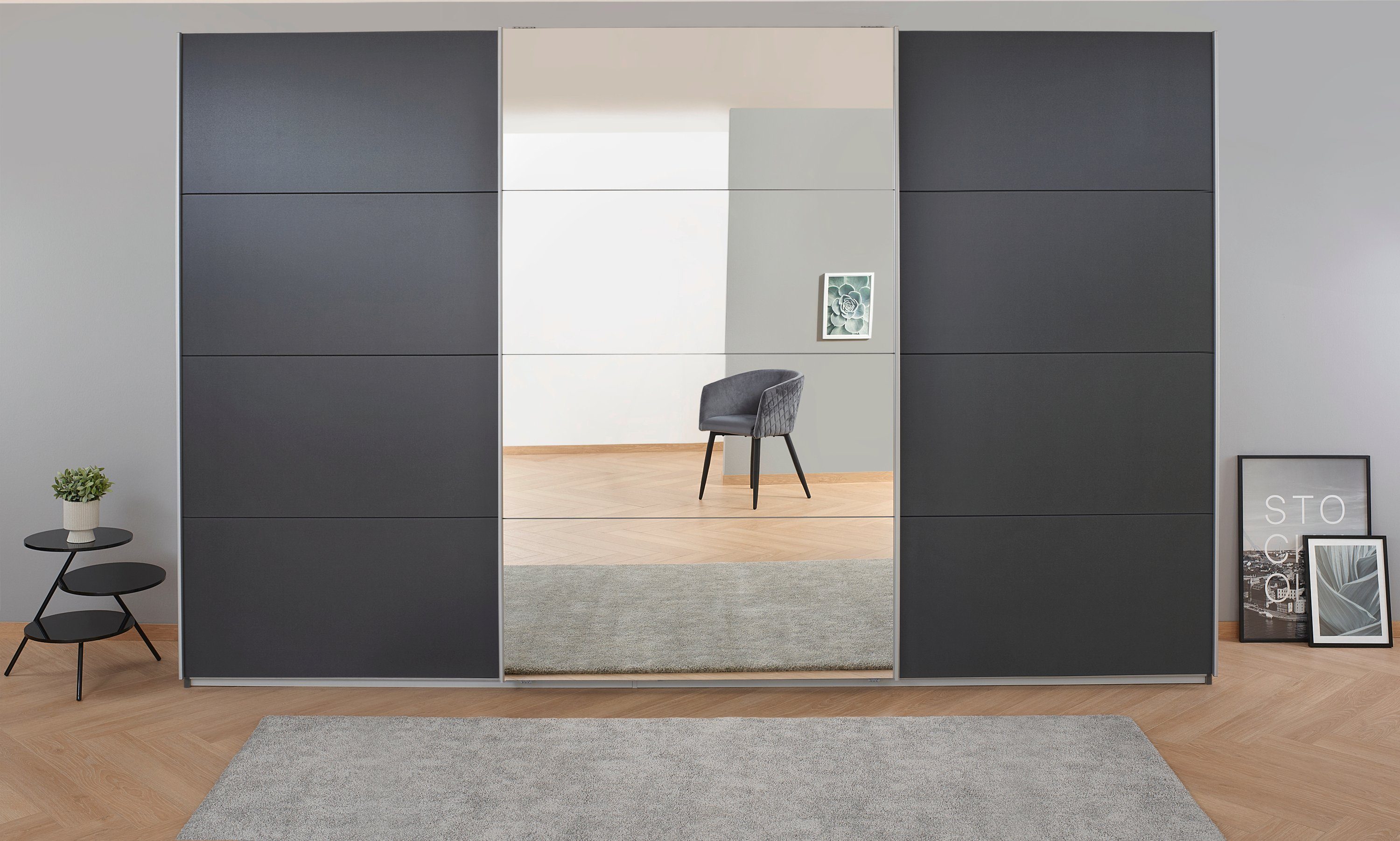 rauch Zweefdeurkast Kledingkast kast garderobe BESTSELLER KOLUNA met spiegel inclusief 2 binnenladen en extra legplanken made in germany