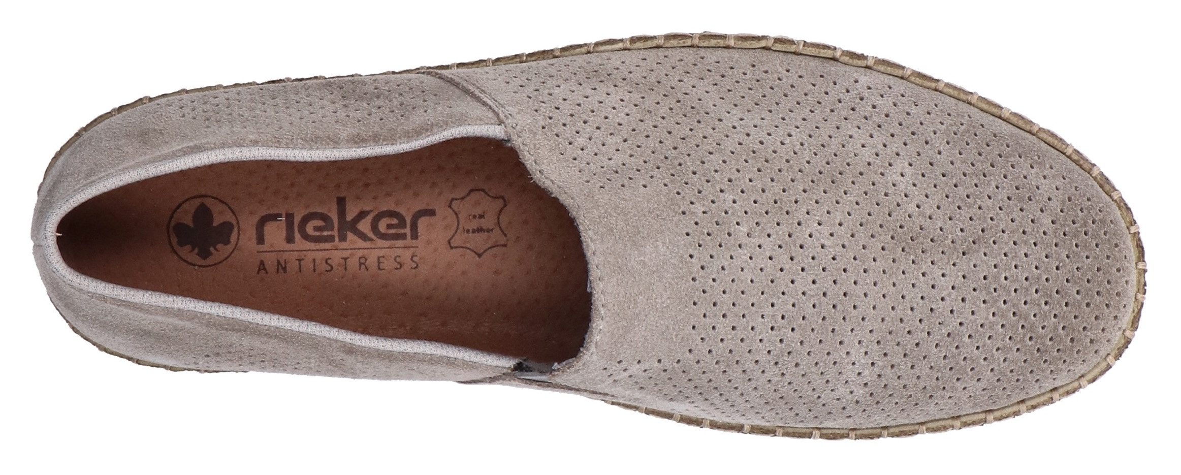 Rieker Instappers , instapschoen, casual slipper, moccasin met perforatie