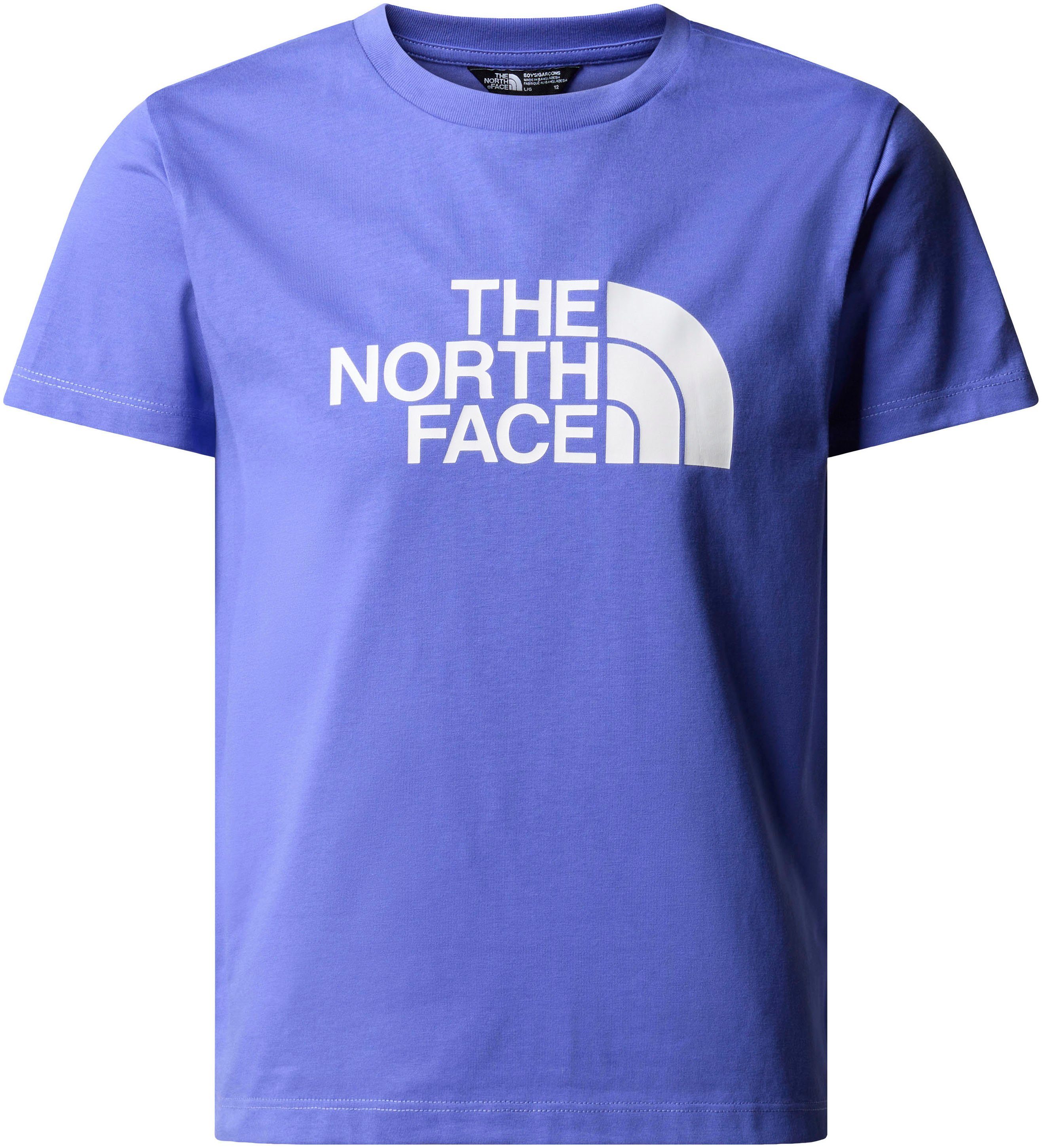 The North Face T-shirt Easy blauw wit Katoen Ronde hals 158 164