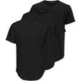 only  sons t-shirt onsmatt longy ss tee 3-pack (set, set van 3) zwart