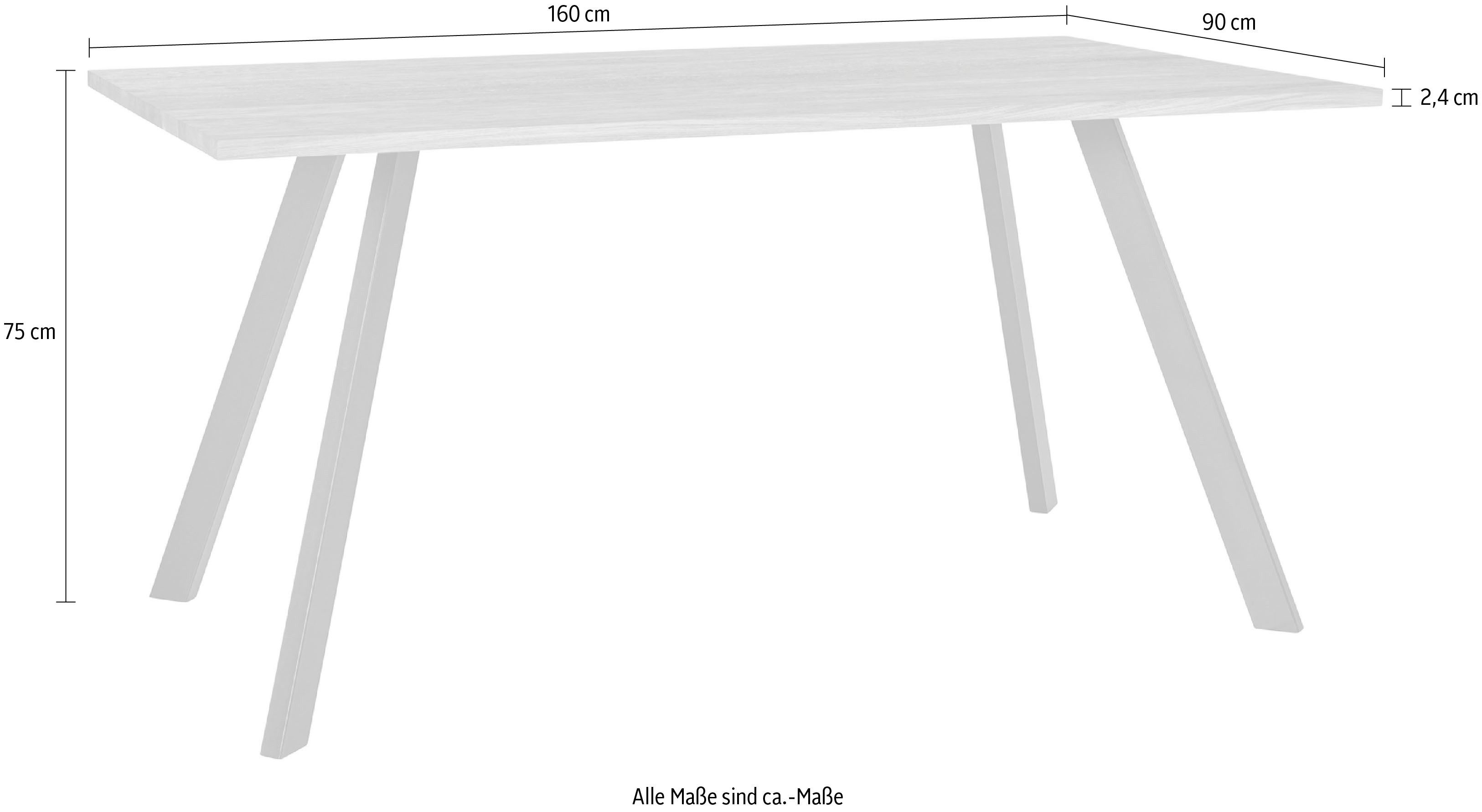 andas Eettafel Tafelblad van massief eiken, massief FSC®- hout, onderstel van metaal