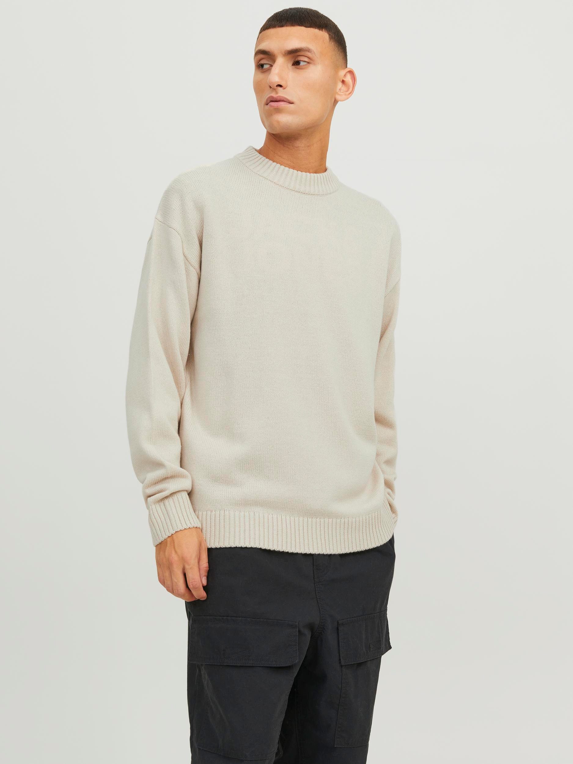 Jack & Jones Trui met ronde hals JJEJACK KNIT CREW NECK SN heren pullovers maat XL grijs