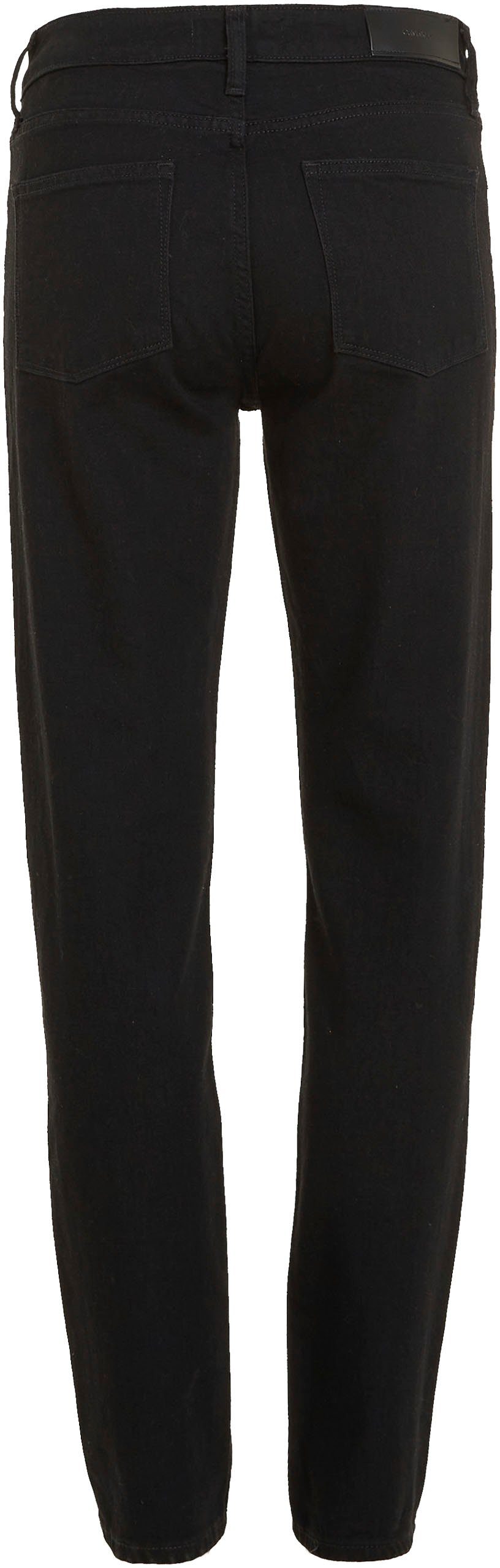 Calvin Klein Slim fit jeans MR SLIM - SOFT BLACK met leren merklabel aan de achterkant van de tailleband