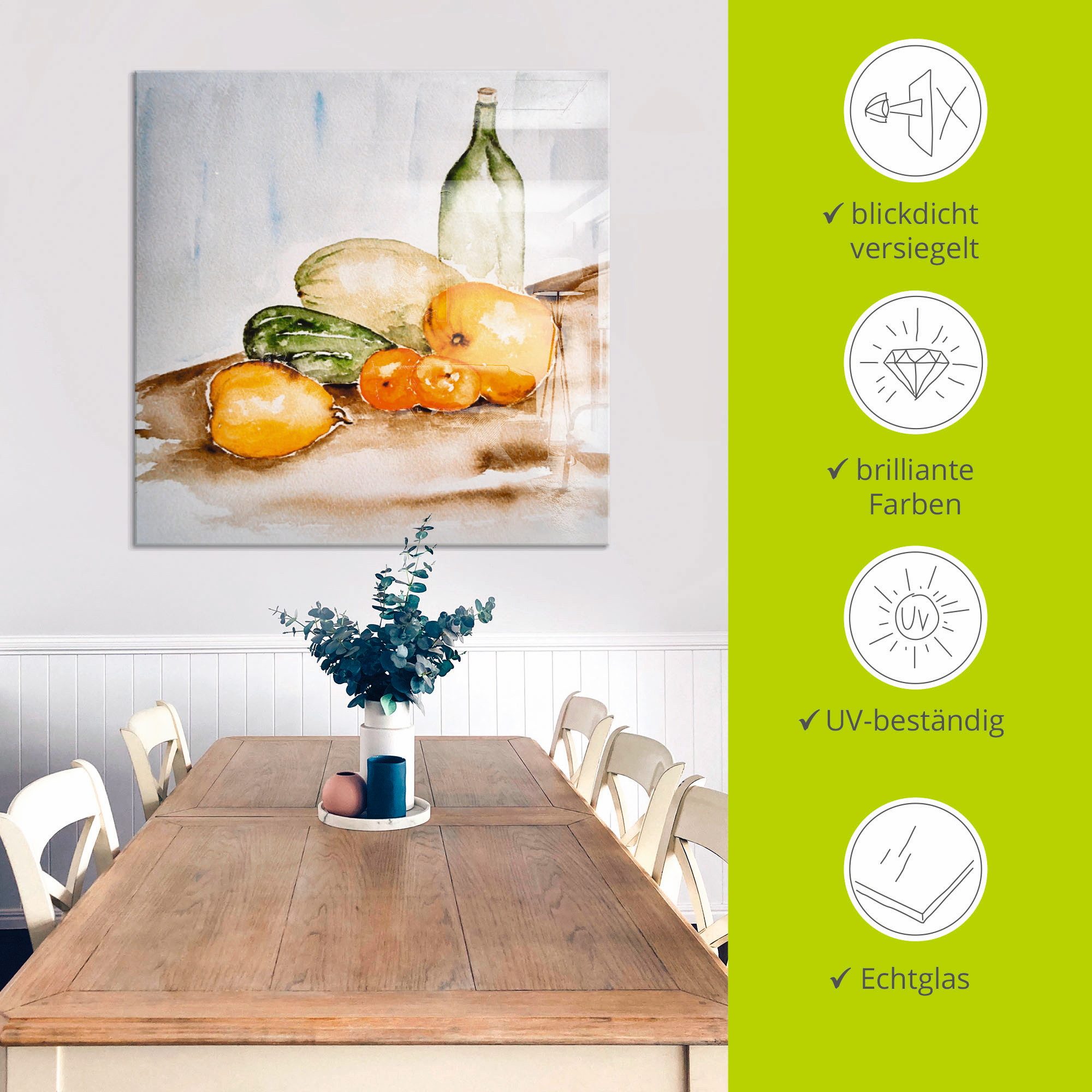 Artland Print op glas Fruit en groente aquarel