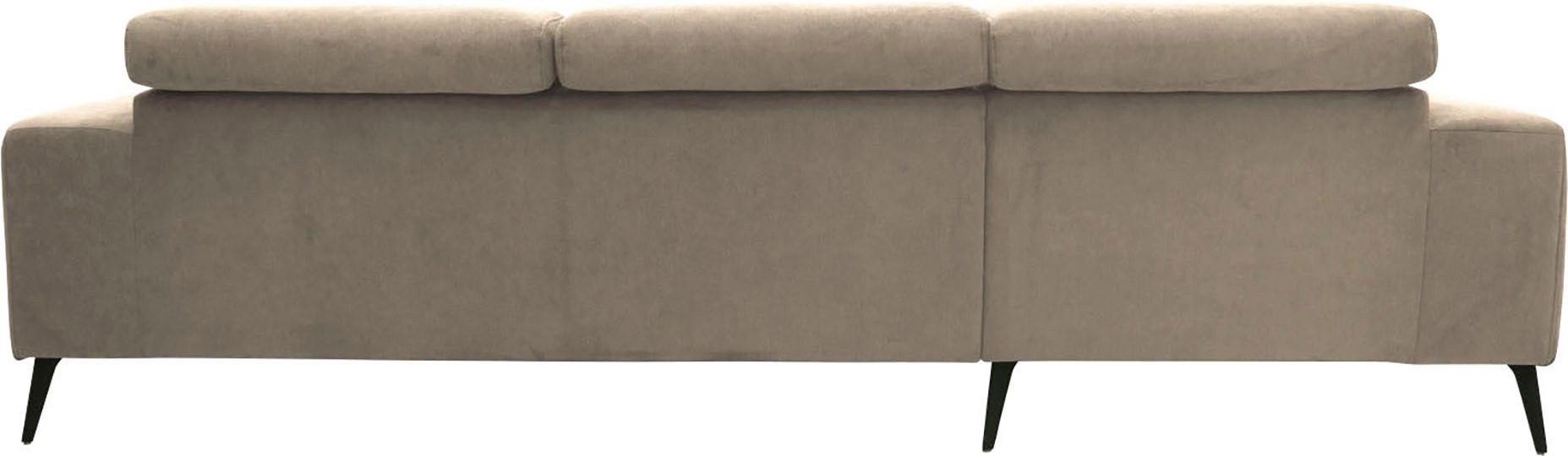 DOMO collection Hoekbank Trento L-vorm, met sledevoet of enkele voet naar keuze met verstelbare hoofdsteun, récamier links/rechts bestelbaar