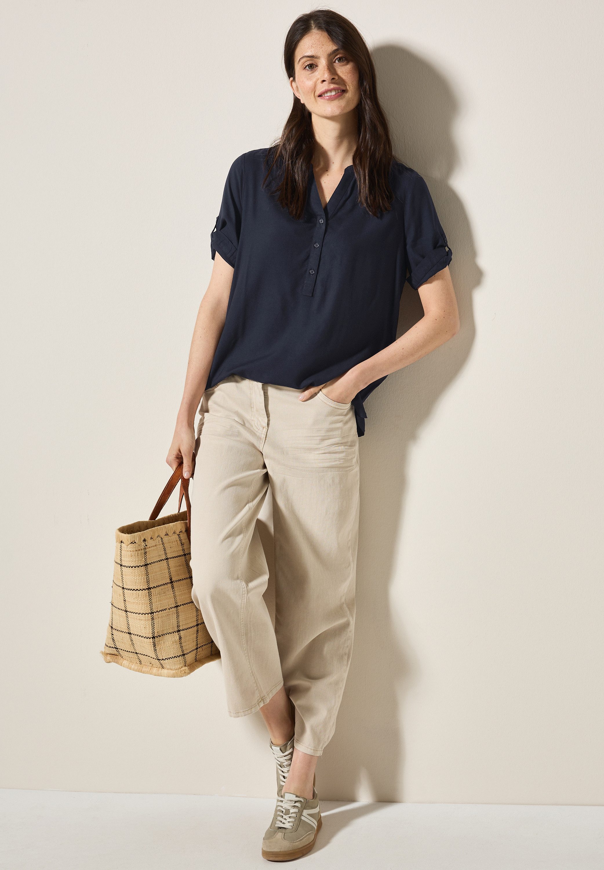 Cecil Blouse met korte mouwen met knoopsluiting en van viscose