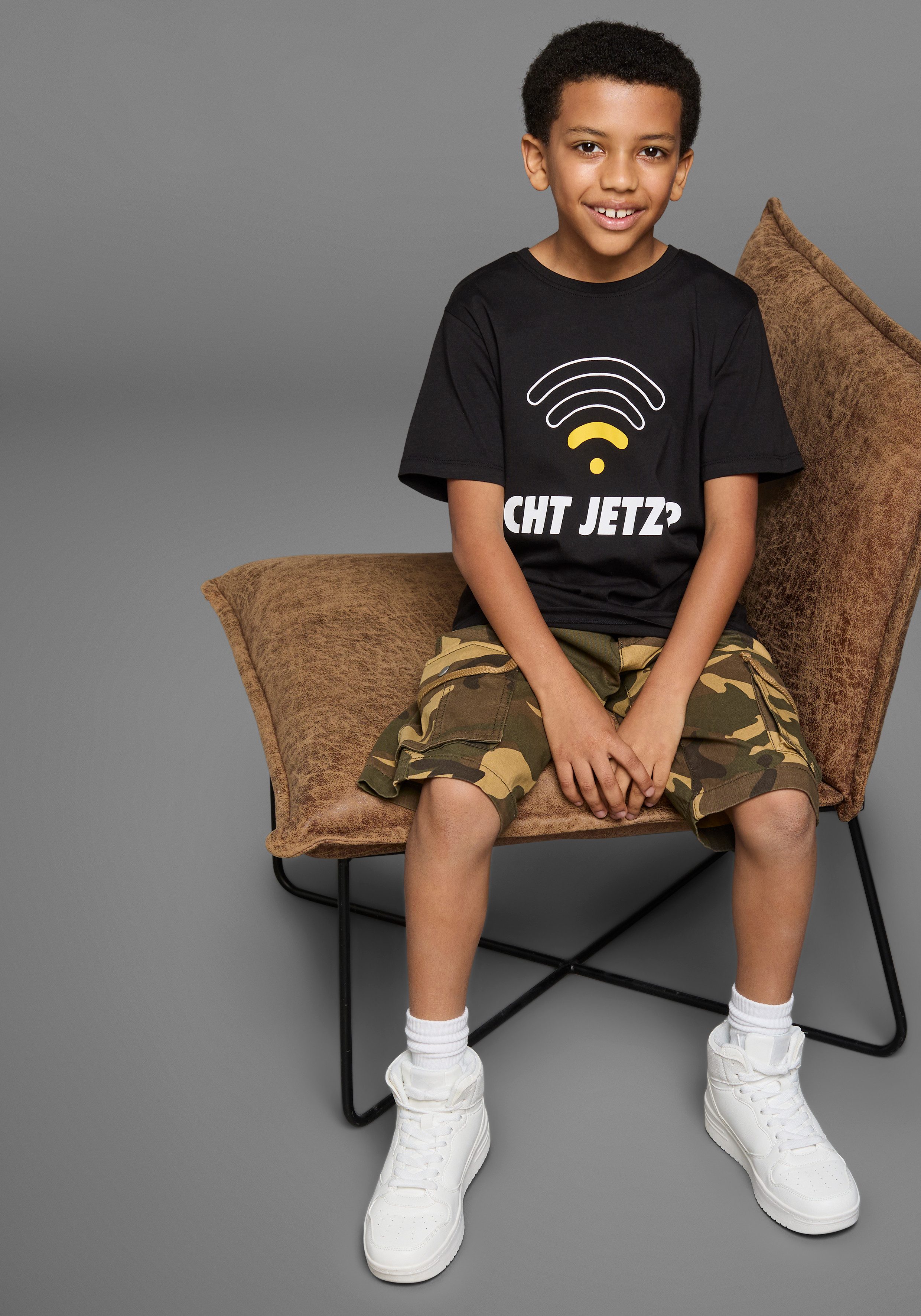 KIDSWORLD T-shirt ECHT JETZT? Korte mouwen, basic pasvorm, bedrukt, ronde hals