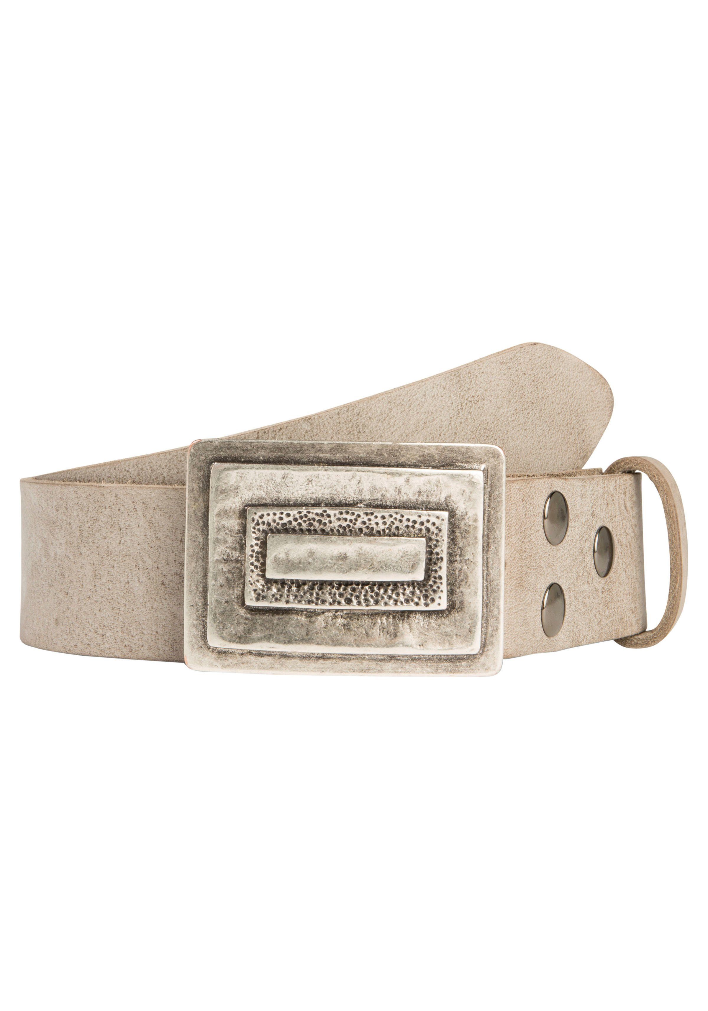 RETTUNGSRING by showroom 019° Leren riem met verwisselbare sluiting "rechthoek ingelijst"