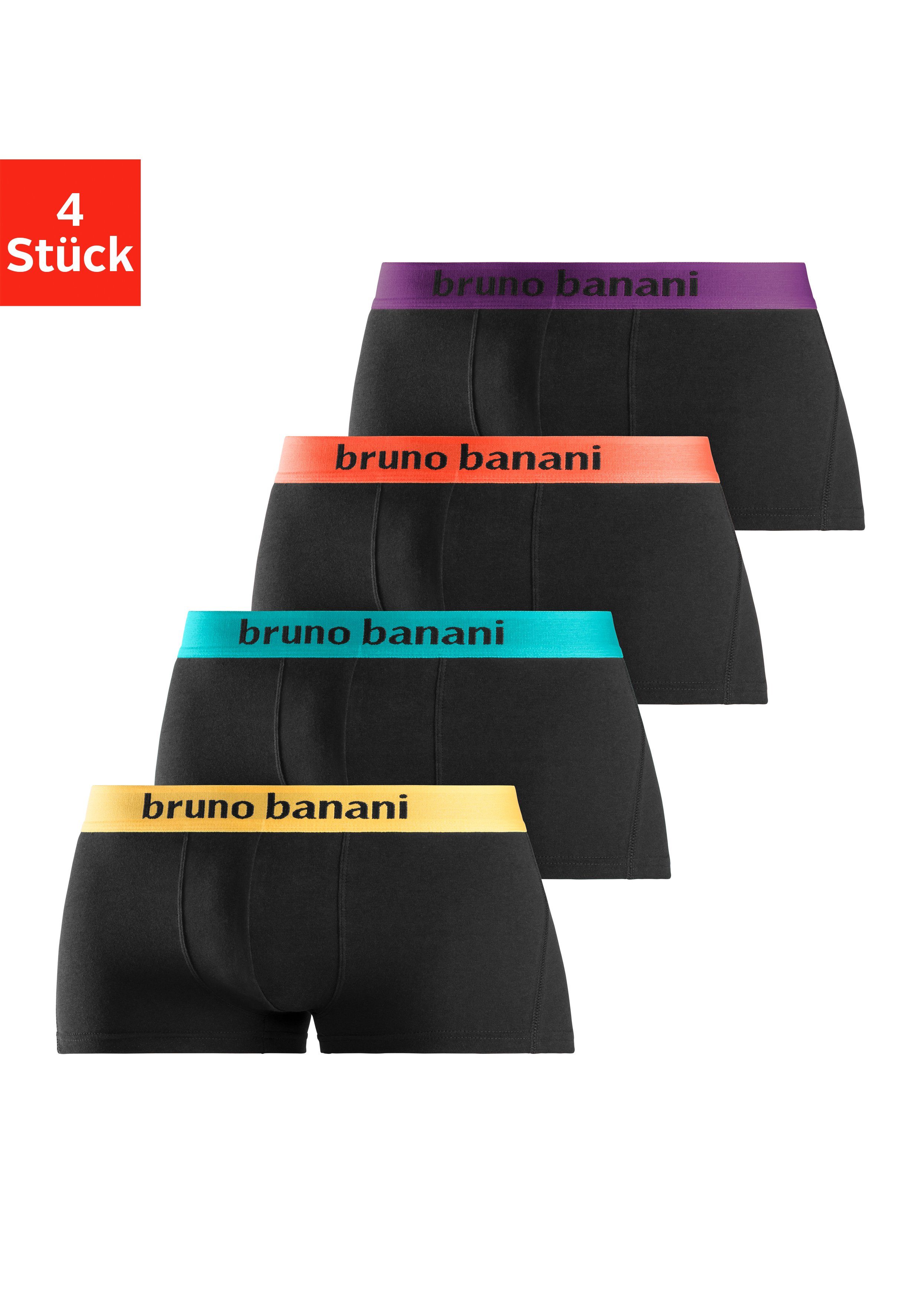 Bruno Banani Hipster strak zittende boxershorts met logo webband van katoenmix (set, 4 stuks) heren hipsters maat S zwart
