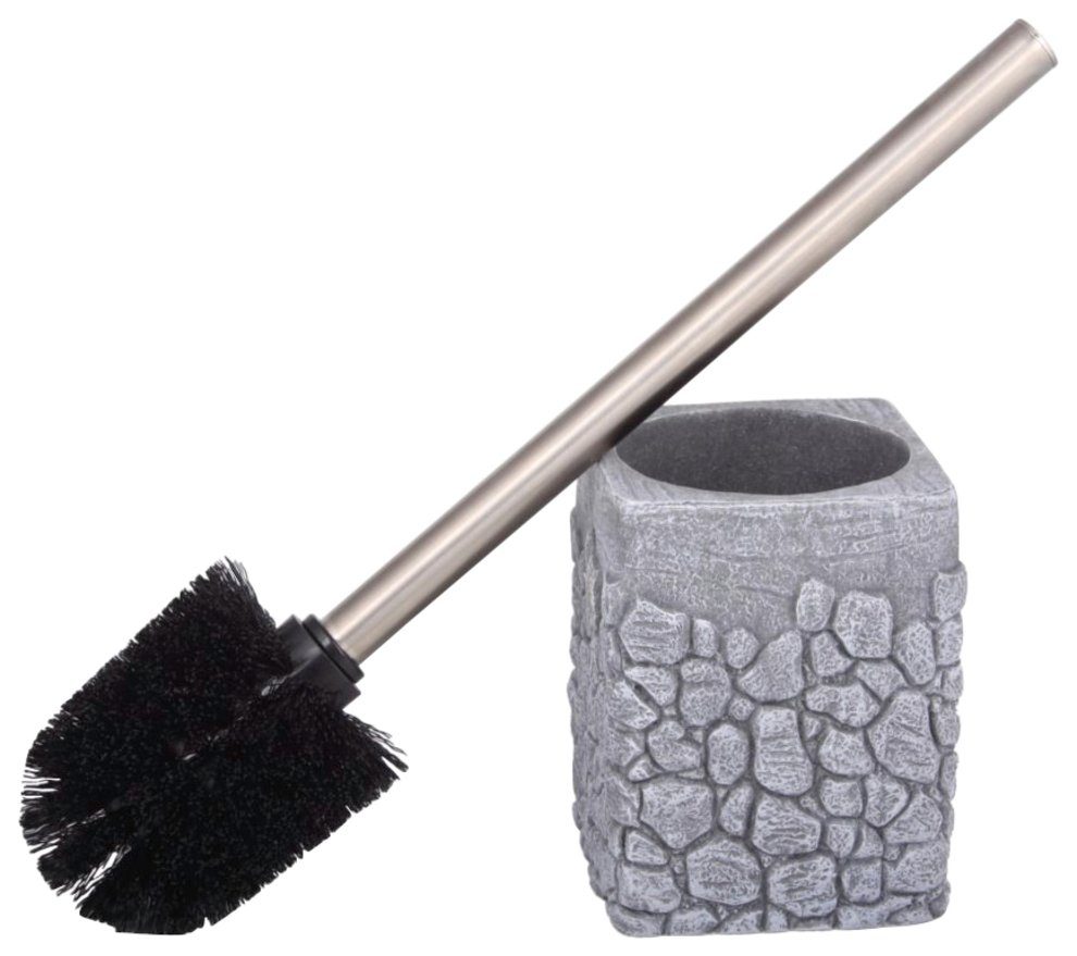 Sanilo Set badkameraccessoires Grey stone bestaand uit zeepdispenser en toiletborstel, geribbeld (combi-set, 2-delig)