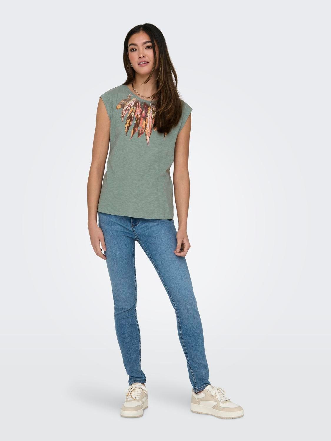 Only Shirt met korte mouwen FEEL/FEATHERS TOP BOX CS JRS