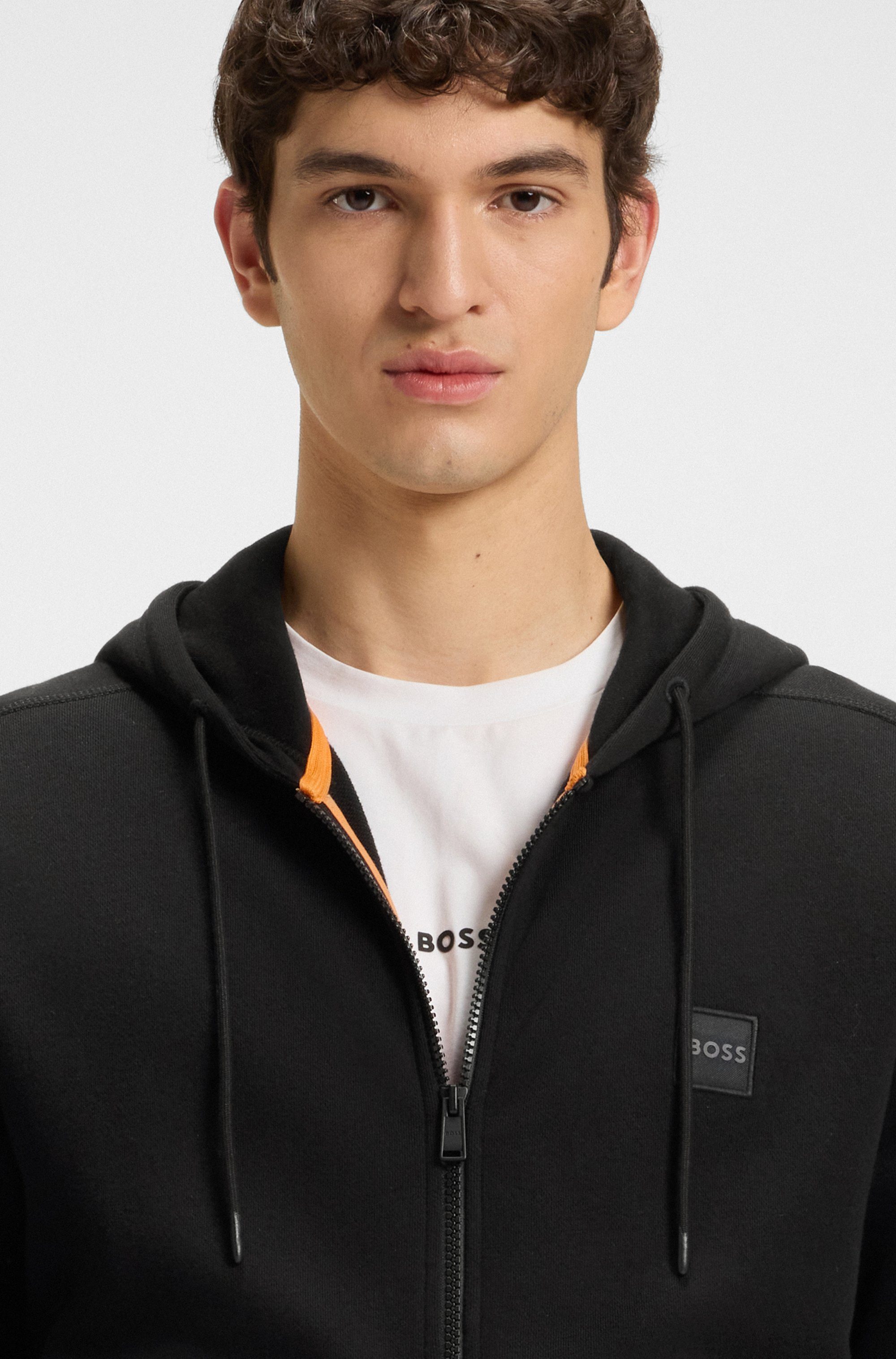 Boss Orange Capuchonsweatvest Zetalky met kangoeroezak