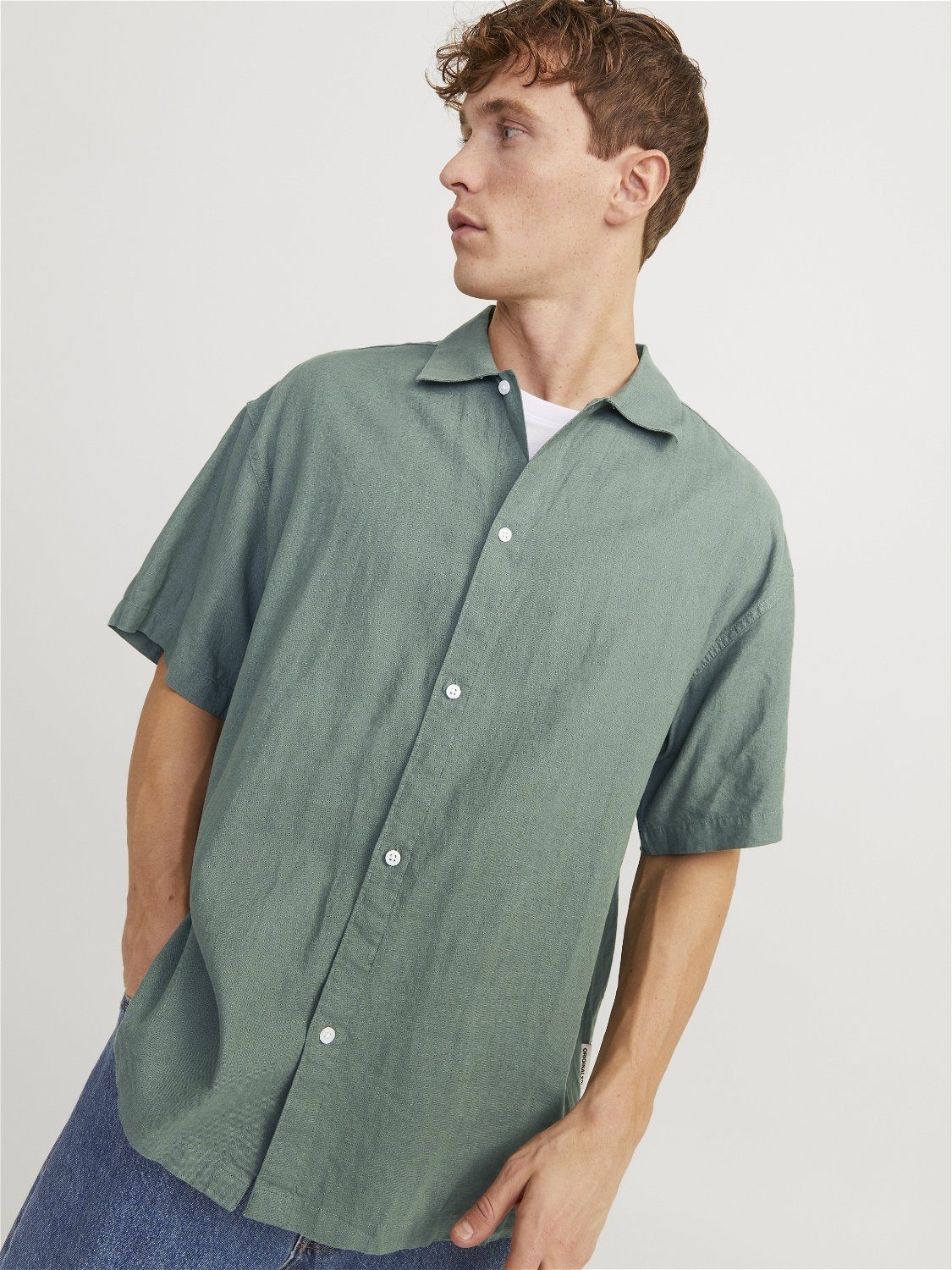 Jack & Jones Overhemd met korte mouwen JORFARO LINEN OVERSIZED SHIRT SS SN