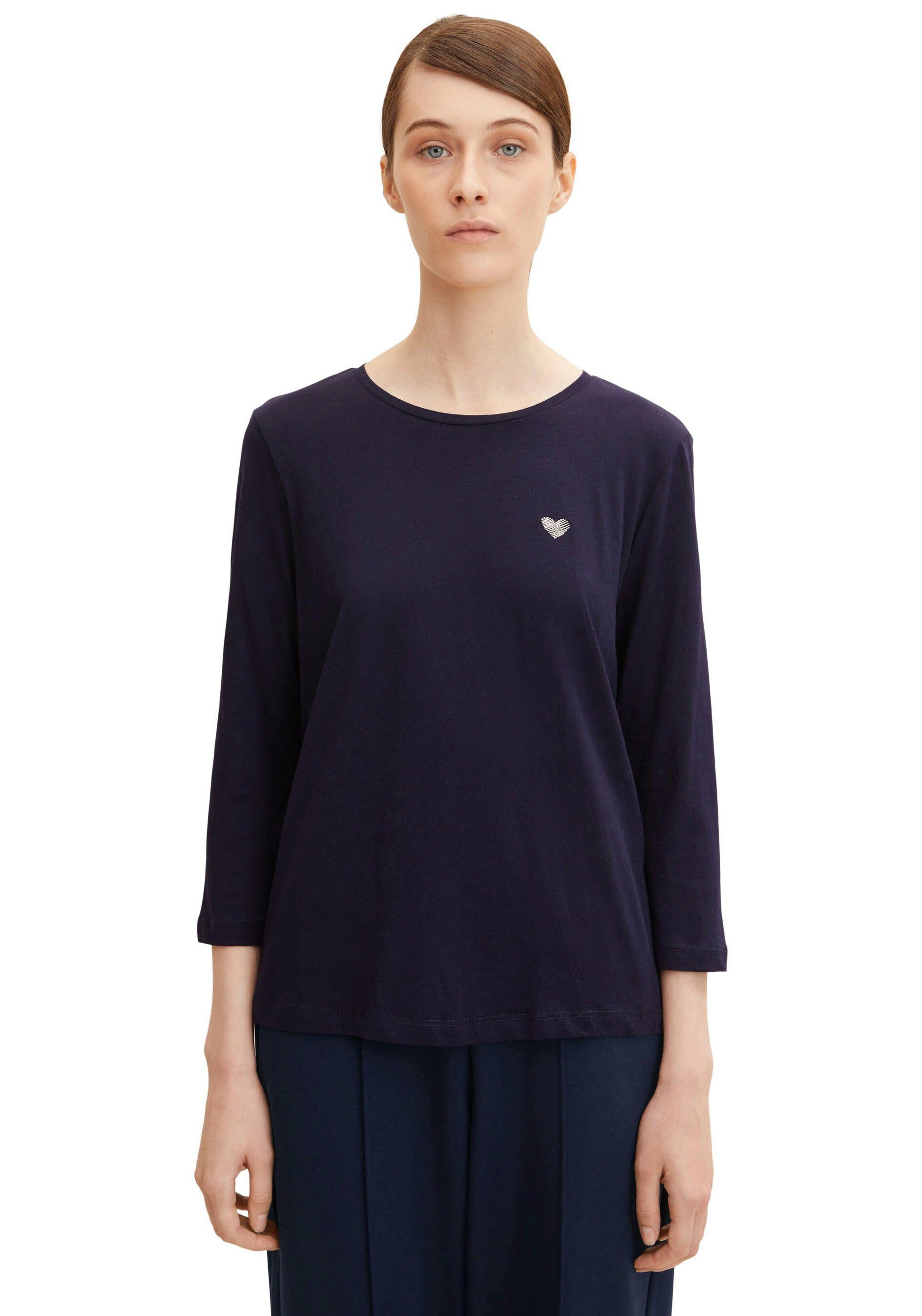 Tom Tailor Shirt met 3/4-mouwen dubbel - strepen + uni (2-delig, Set van 2)