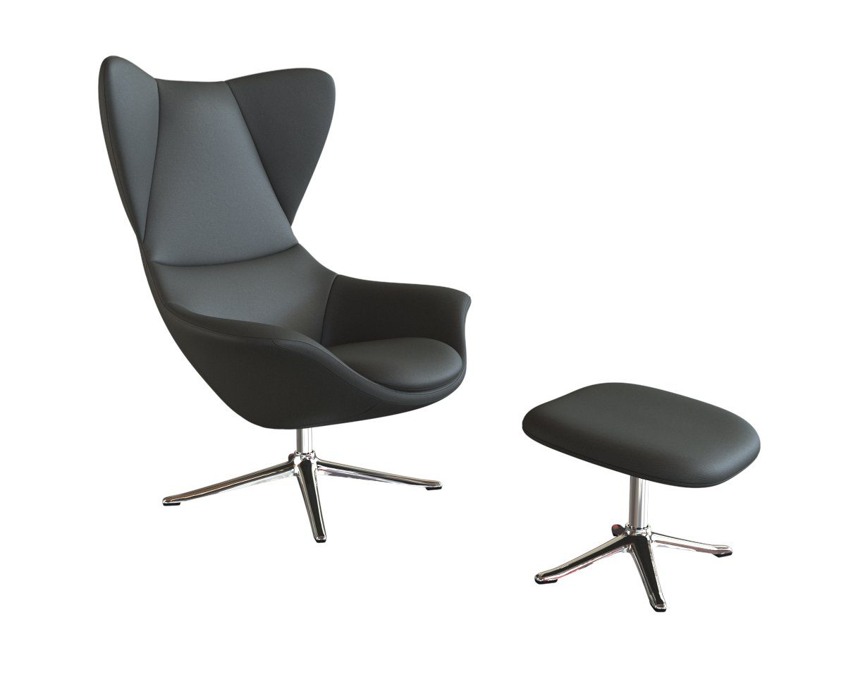FLEXLUX Oorfauteuil Stilo relaxstoel, TV-stoel Solitaire, stijlicoon, draaibaar, aluminium basis