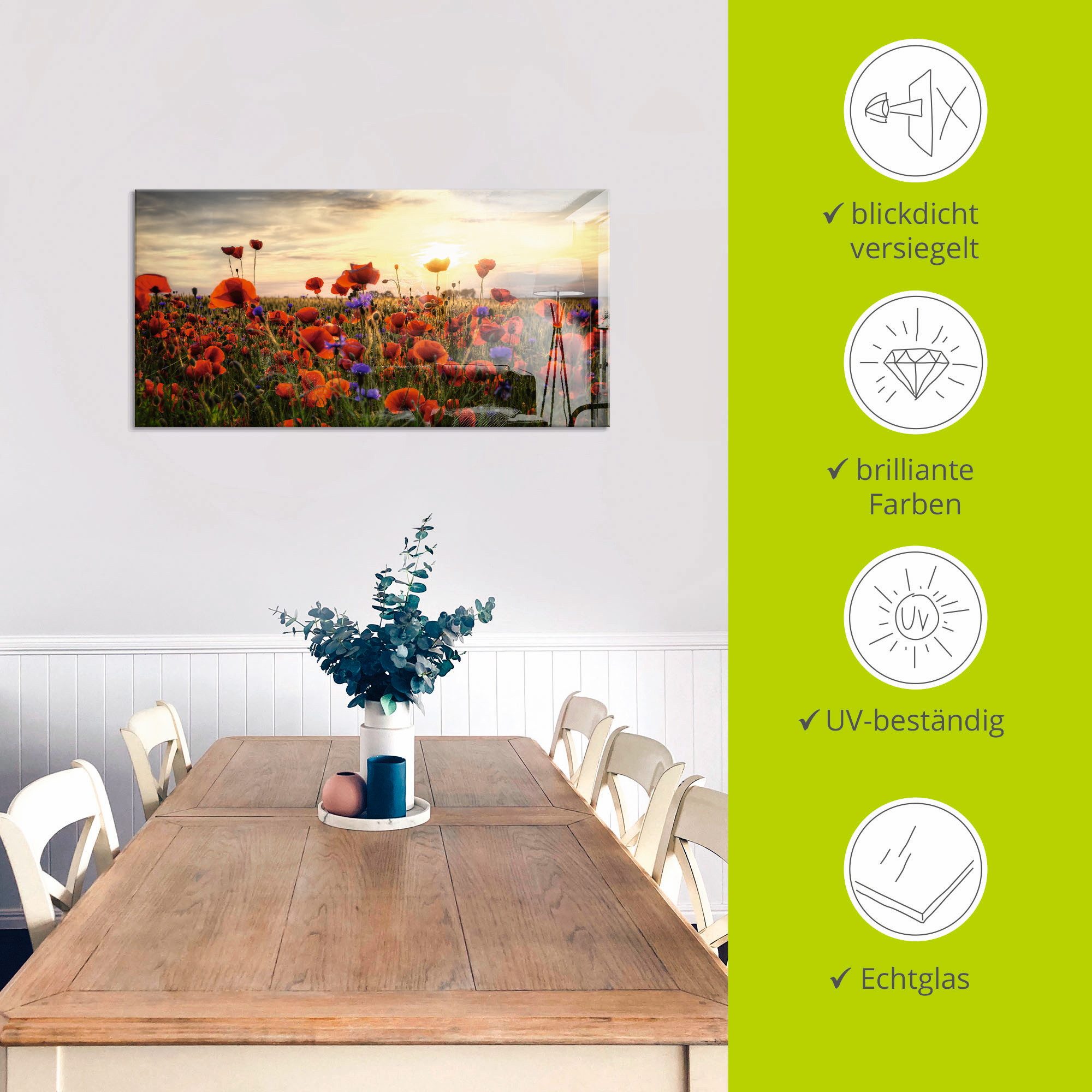 Artland Print op glas Klaprozen in verschillende maten