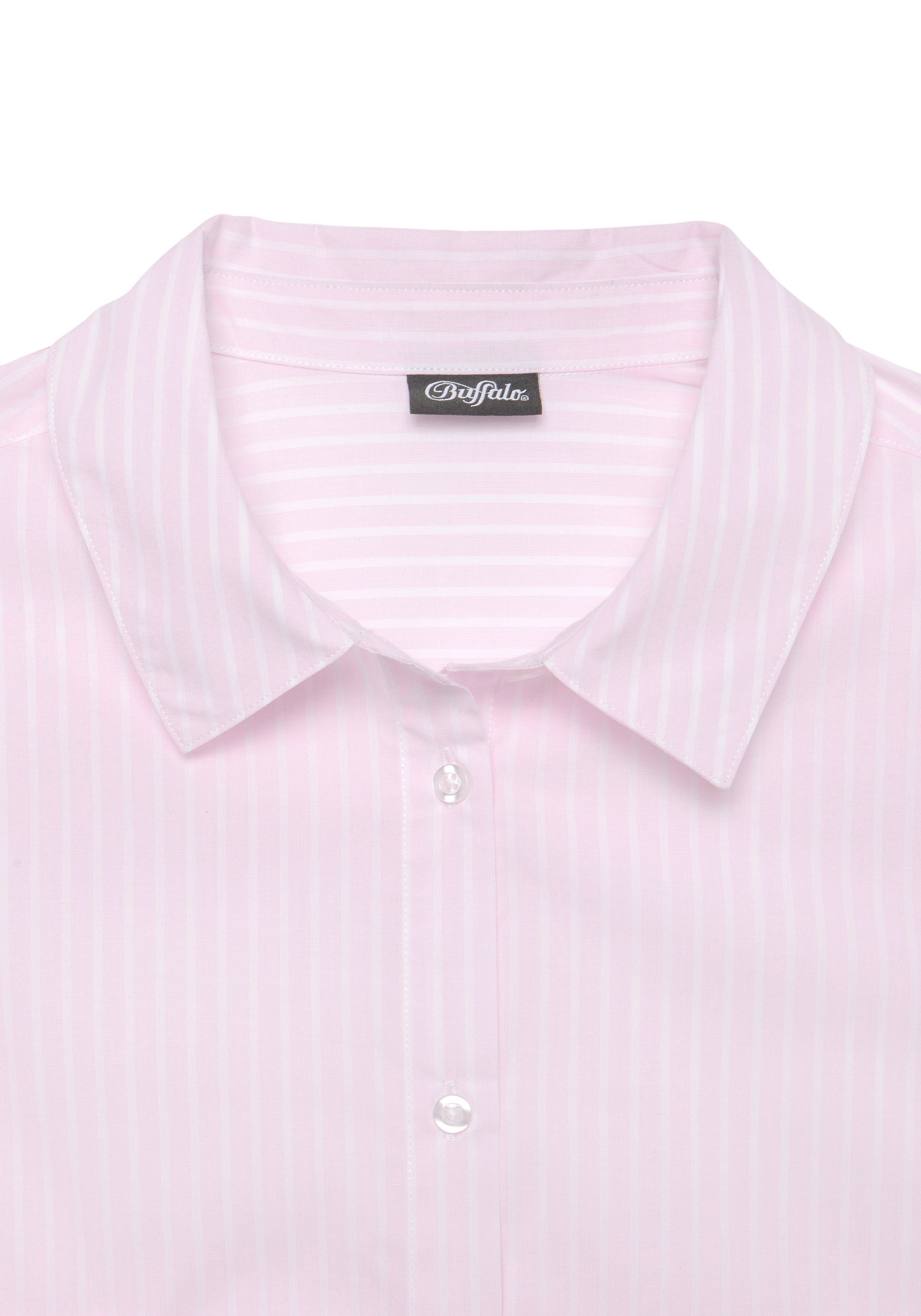Buffalo Overhemdblouse met strepenpatroon, achter langer gesneden, klassieke damesblouse