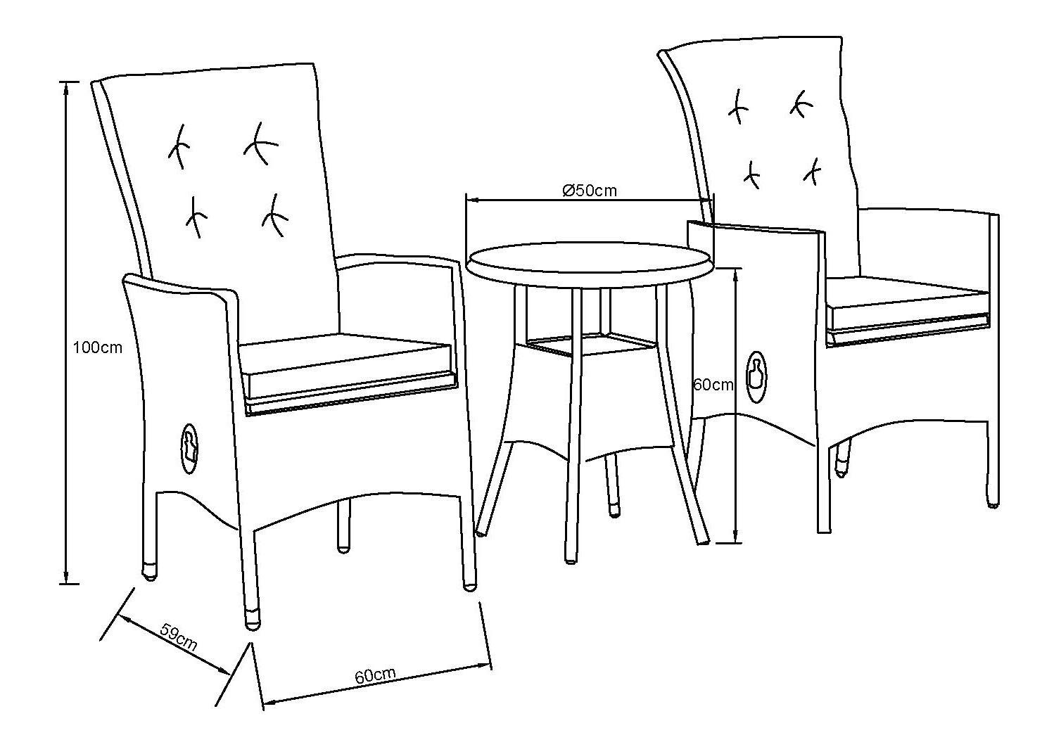 KONIFERA Tuin-eethoek Balkonset "Belluno" Polyrattan, stoelen zijn traploos verstelbaar, grijs, staal (set, 5-delig)