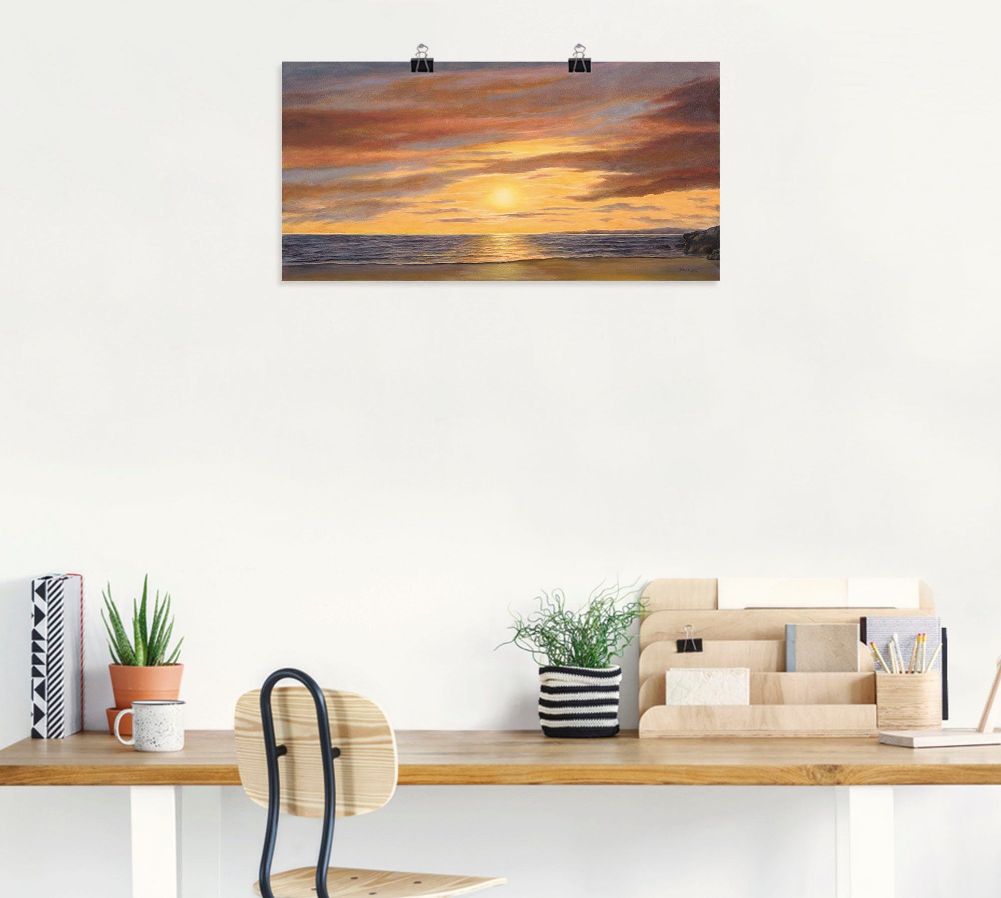 Artland Artprint Zon aan het strand als artprint van aluminium, artprint voor buiten, artprint op linnen, poster, muursticker